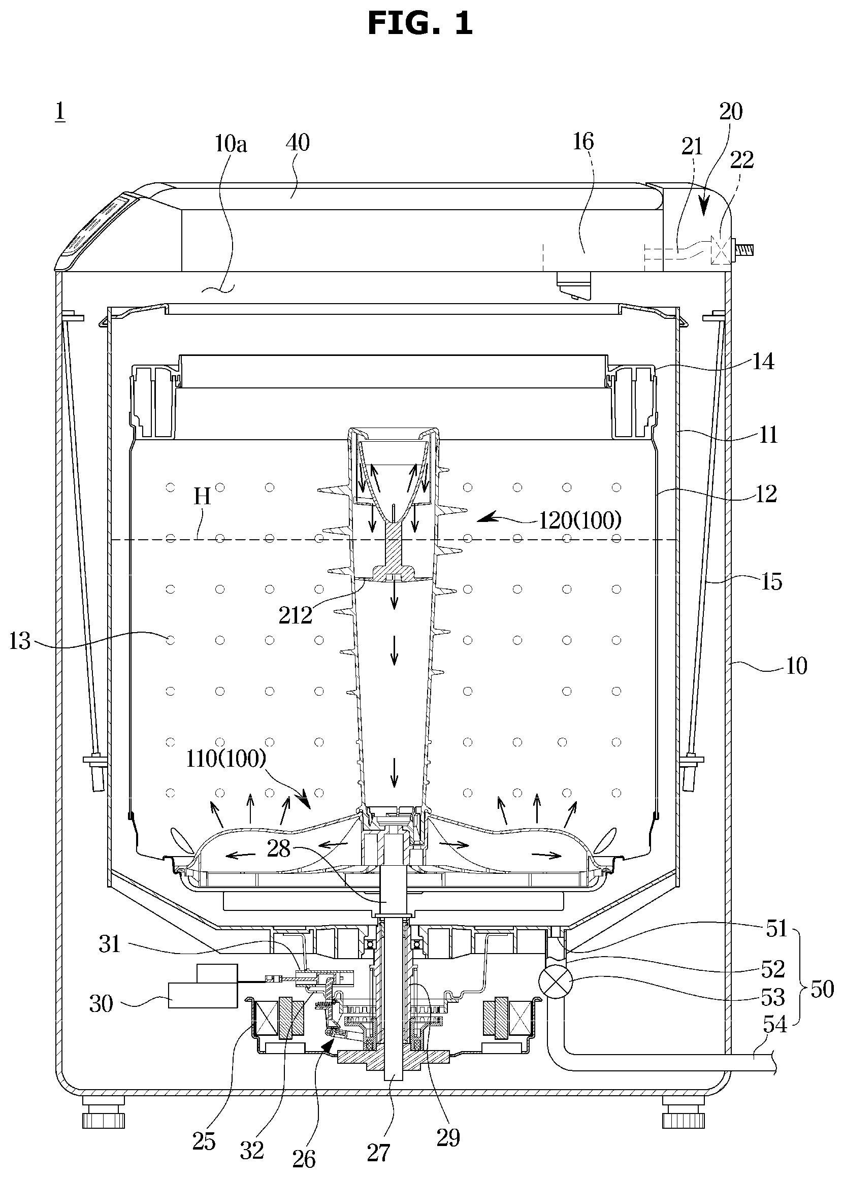 Patent US12173445 — Washing machine — Figure 1