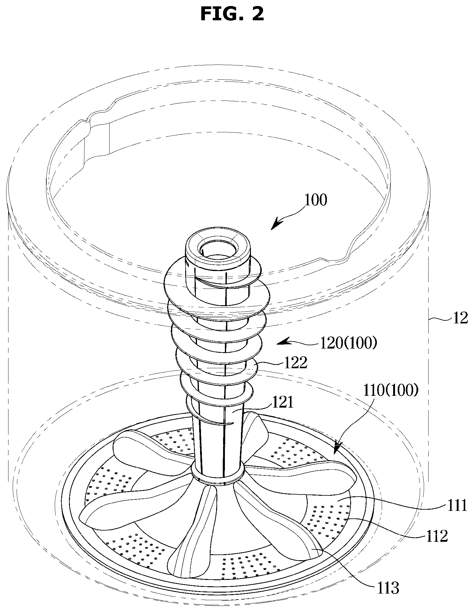 Patent US12173445 Figure 2 – Washing machine