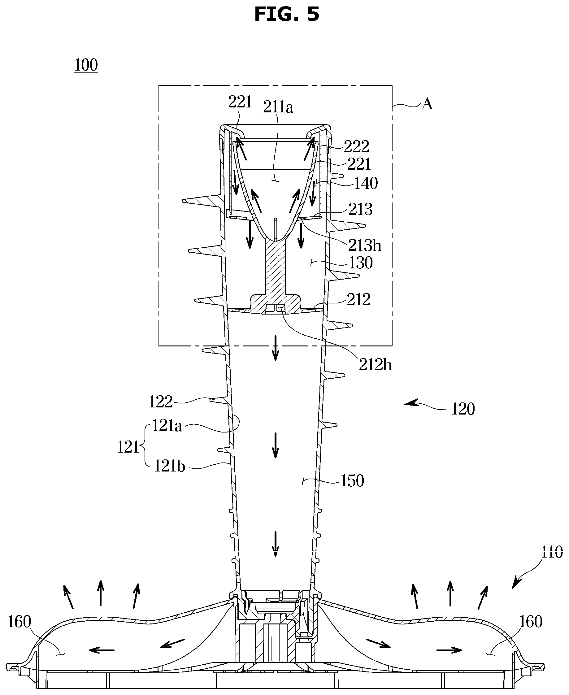 Patent US12173445 Figure 5 – Washing machine