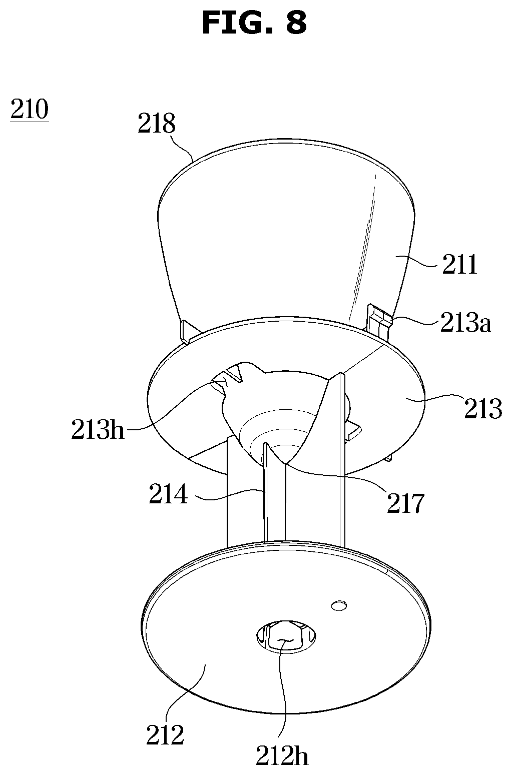 Patent US12173445 Figure 8 – Washing machine