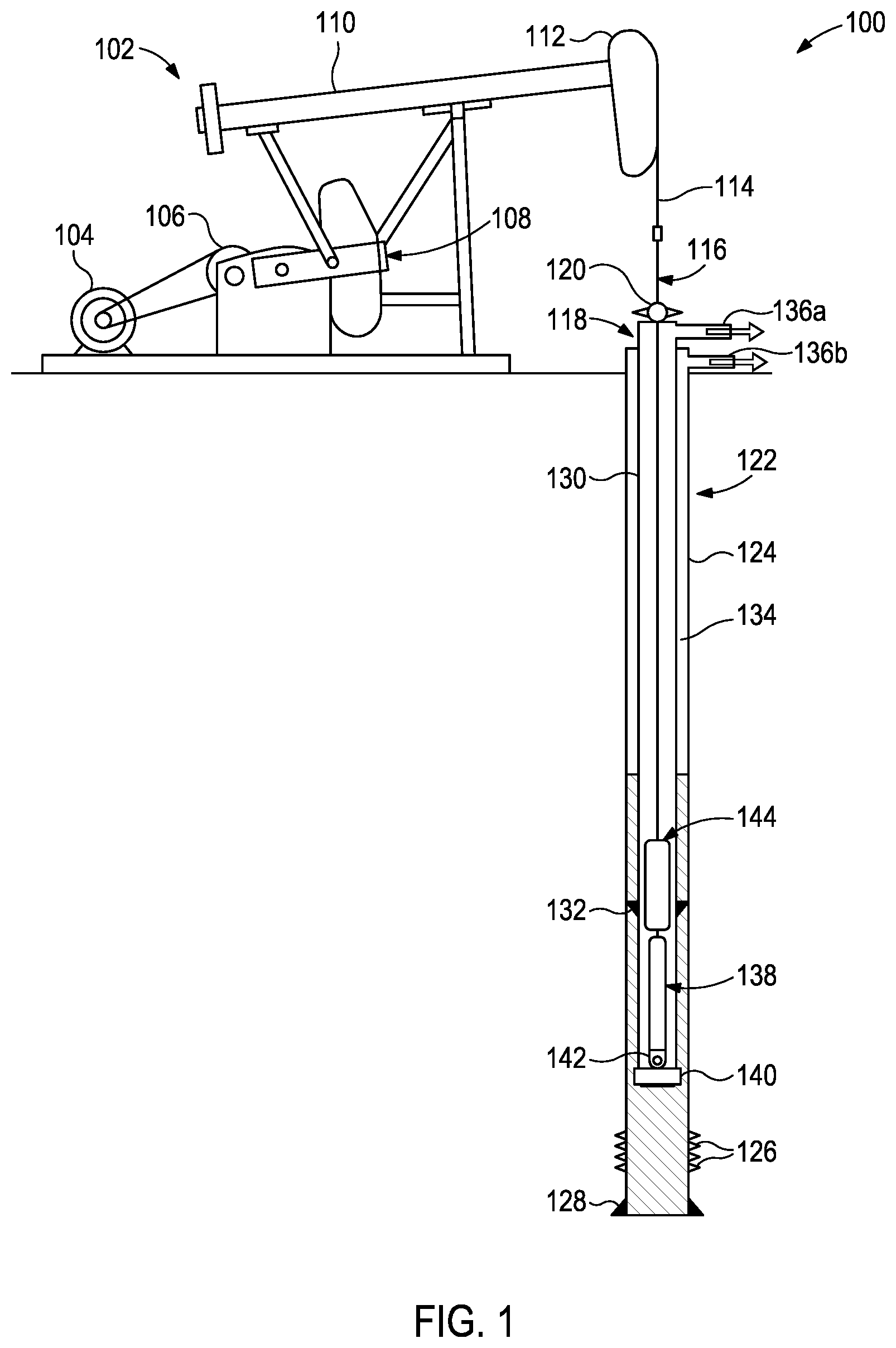 Patent US12173565 Figure 1 – System and apparatus for release and rotation of rod lift string