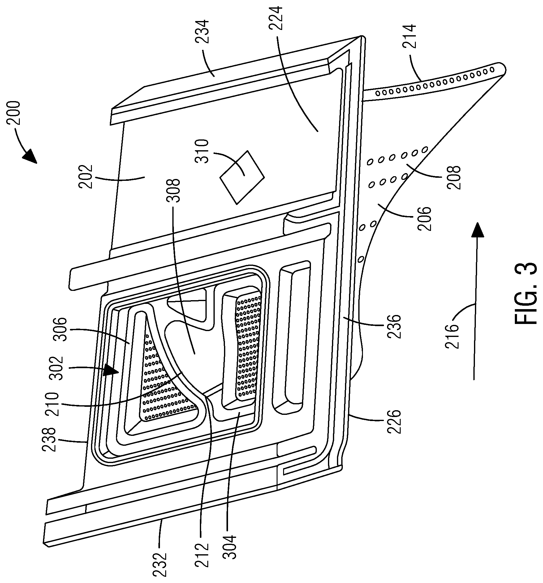 Patent US12173619 Figure 3 – Turbine component having platform cooling circuit