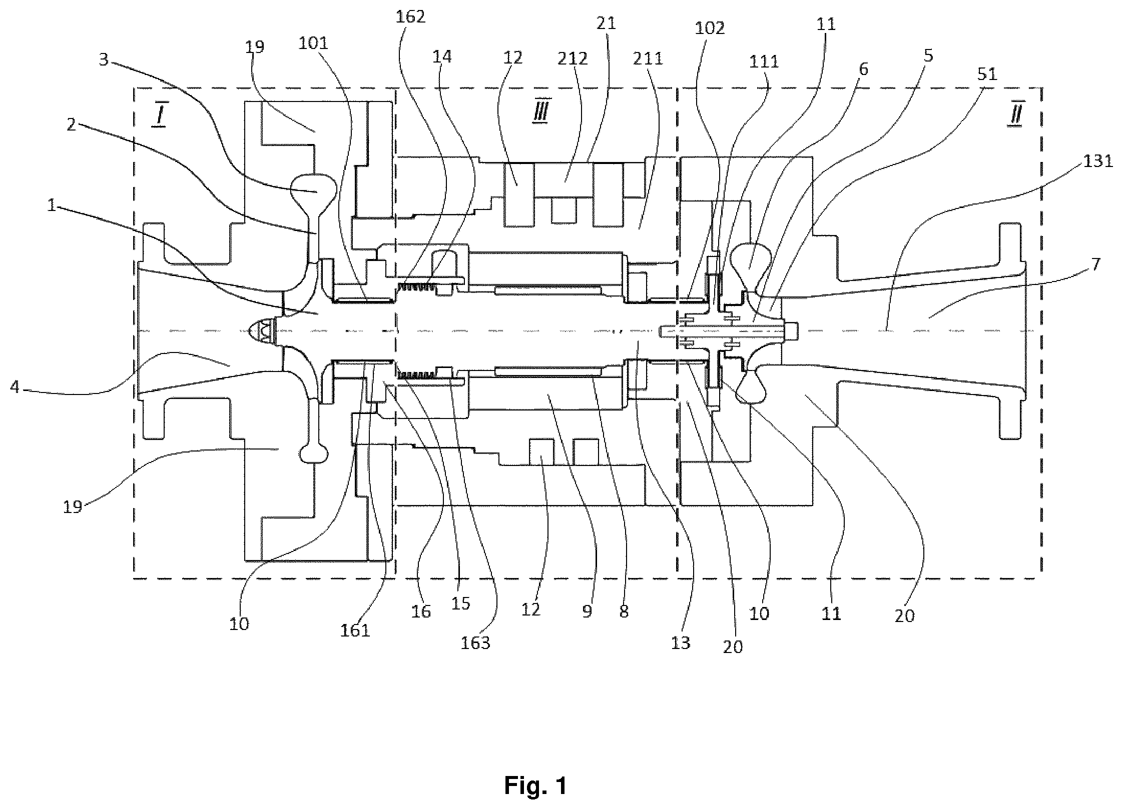 Patent US12173722 Figure 1 – Turbo compressor assembly of a cooling machine