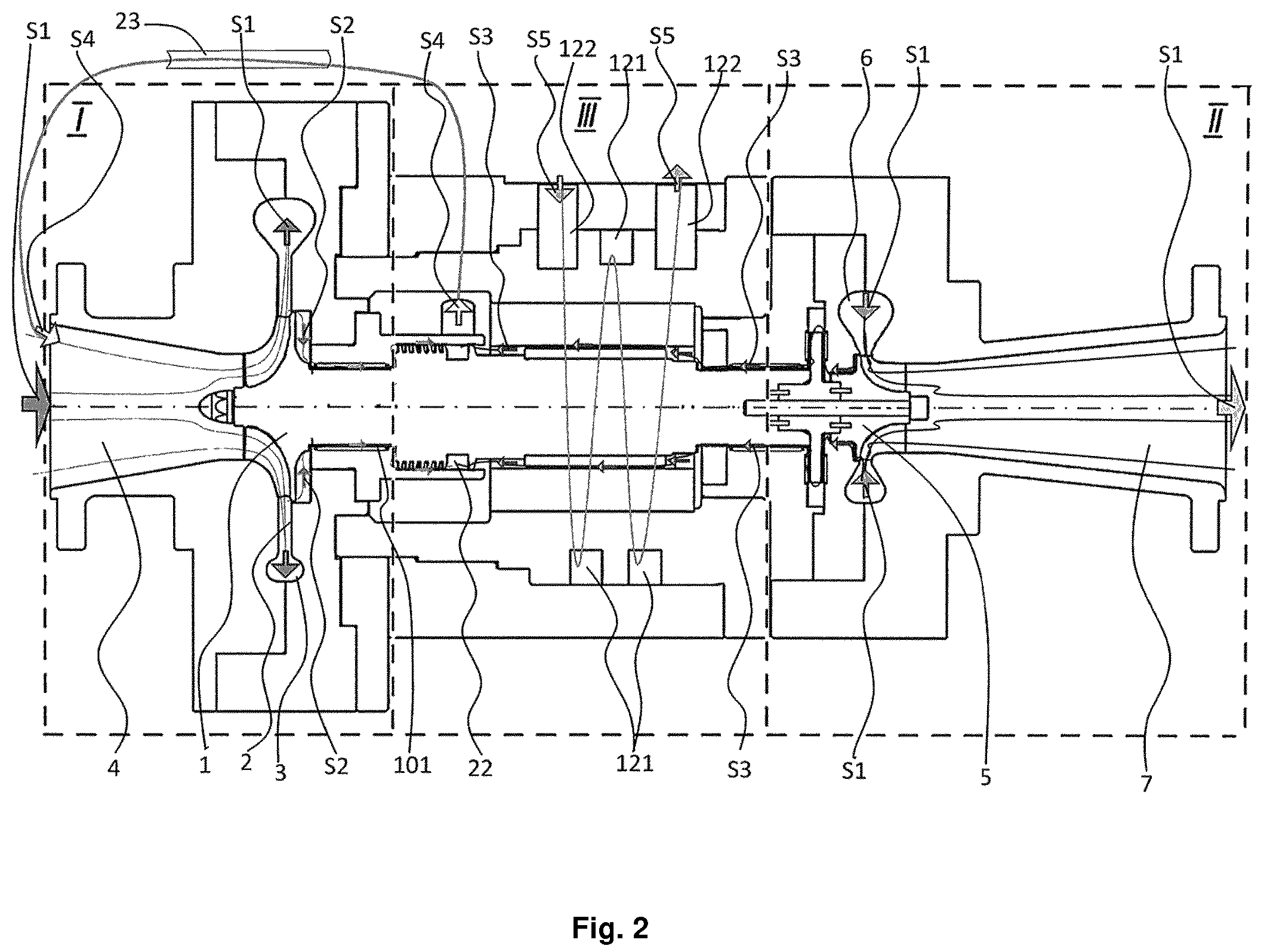 Patent US12173722 Figure 2 – Turbo compressor assembly of a cooling machine