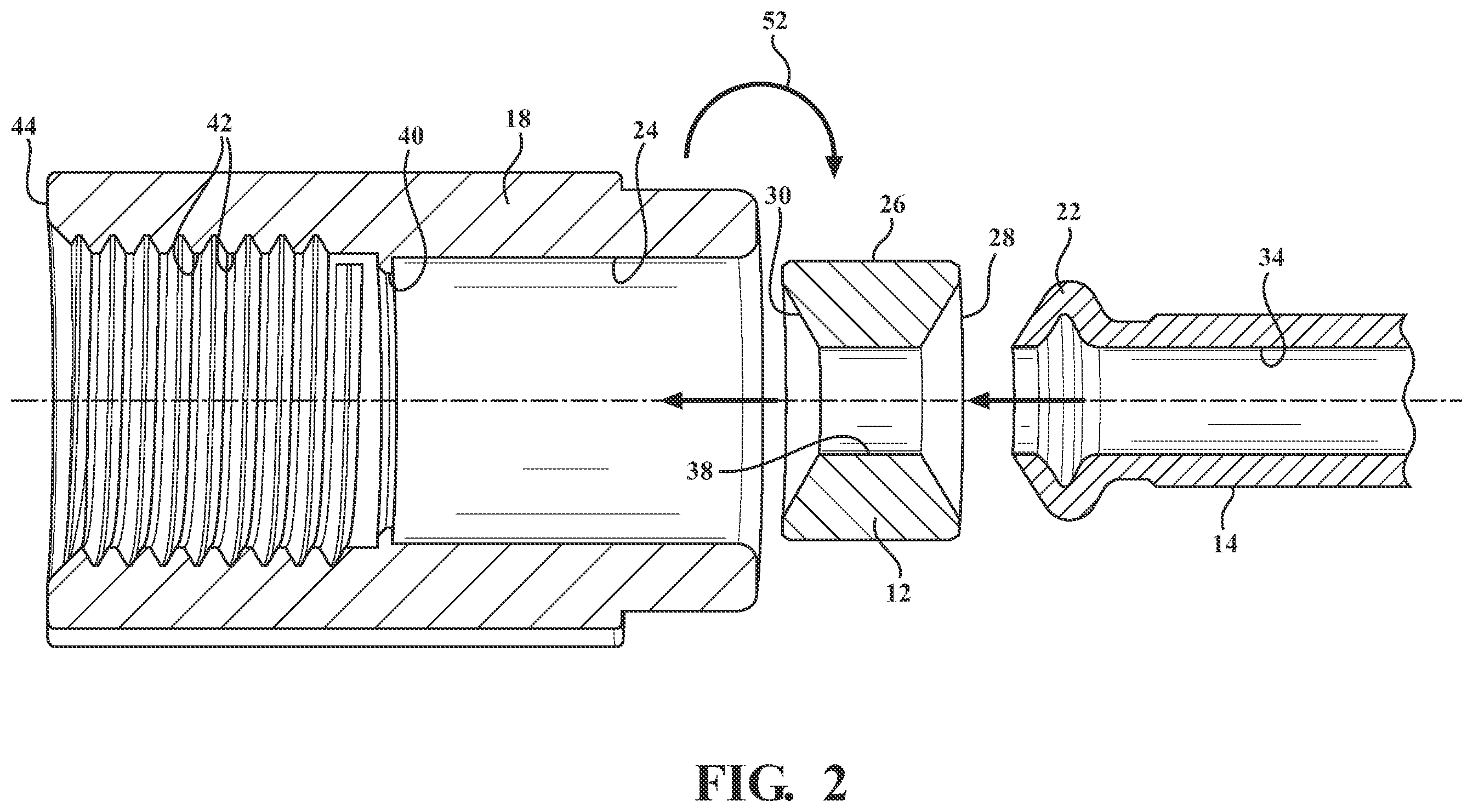 Patent US12173814 Figure 2 – Female ISO flare union with integrated mating brake ISO F flare port