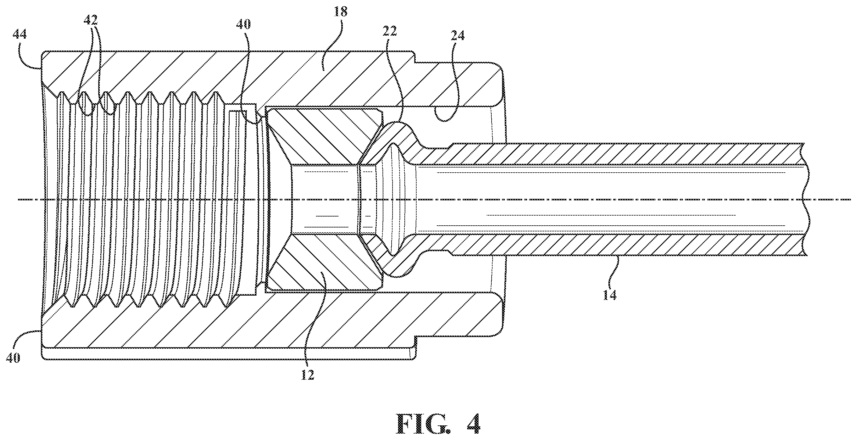 Patent US12173814 Figure 4 – Female ISO flare union with integrated mating brake ISO F flare port