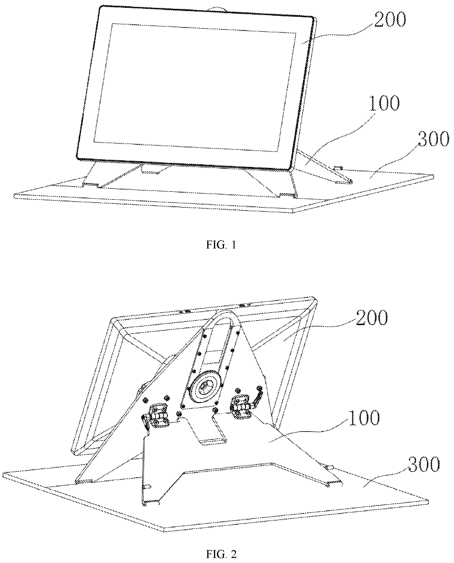 Patent US12173837 Figure 1 – Supporting apparatus and display device