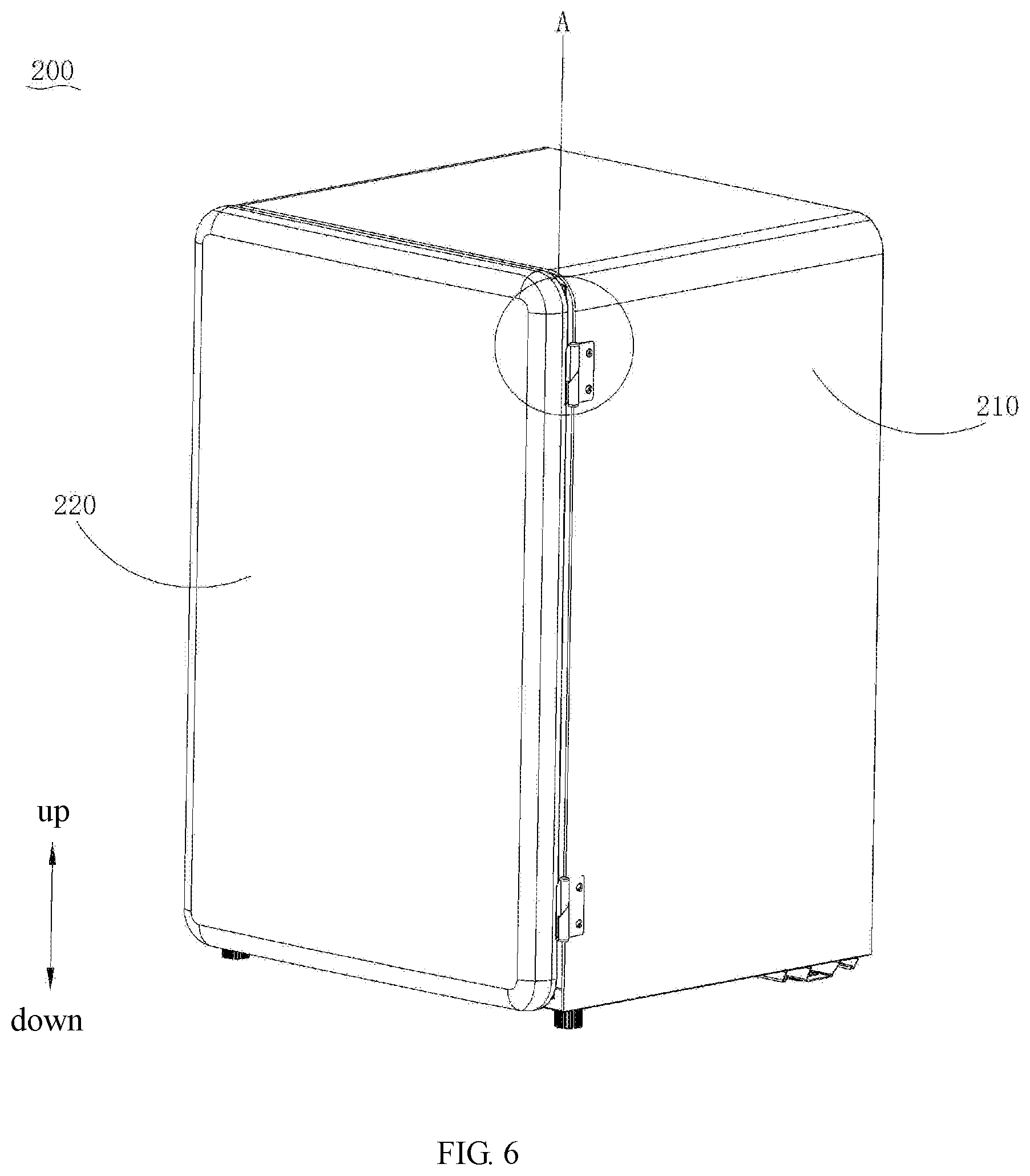 Patent US12173955 Figure 6 – Hinge and refrigeration equipment