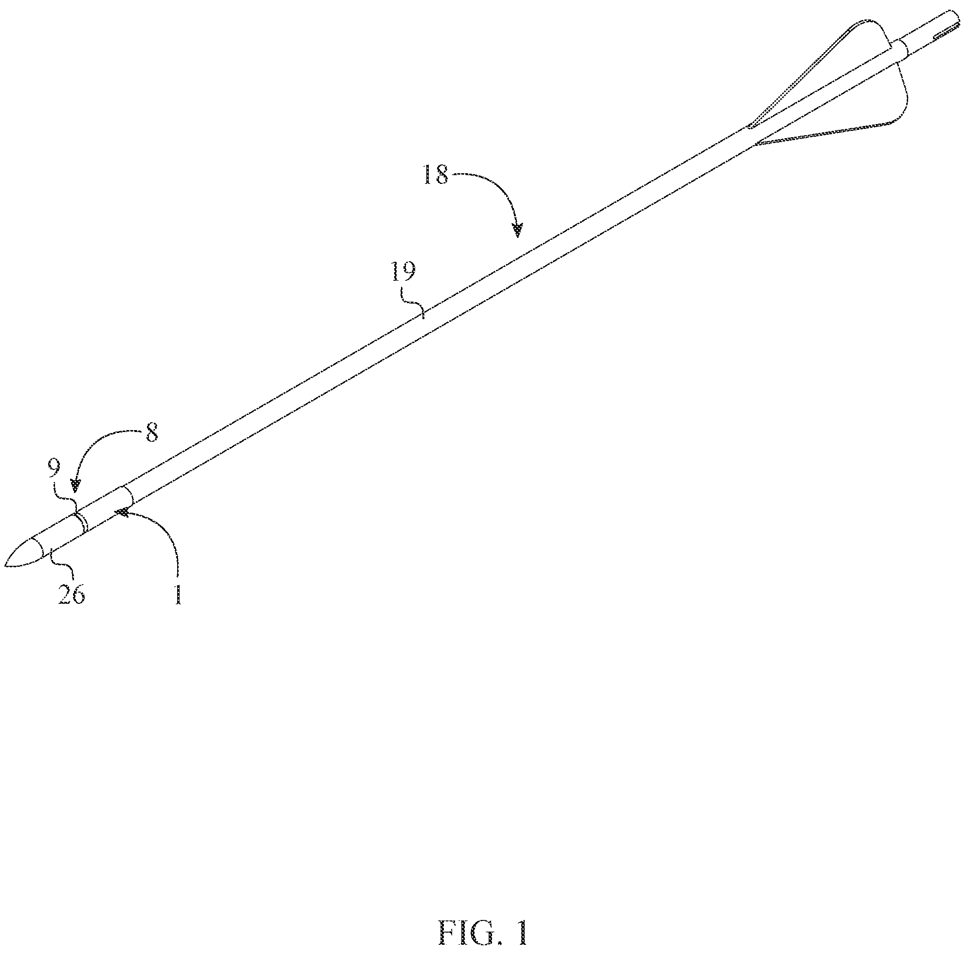 Patent US12174000 Figure 1 – Jacketed archery arrow insert system for arrows