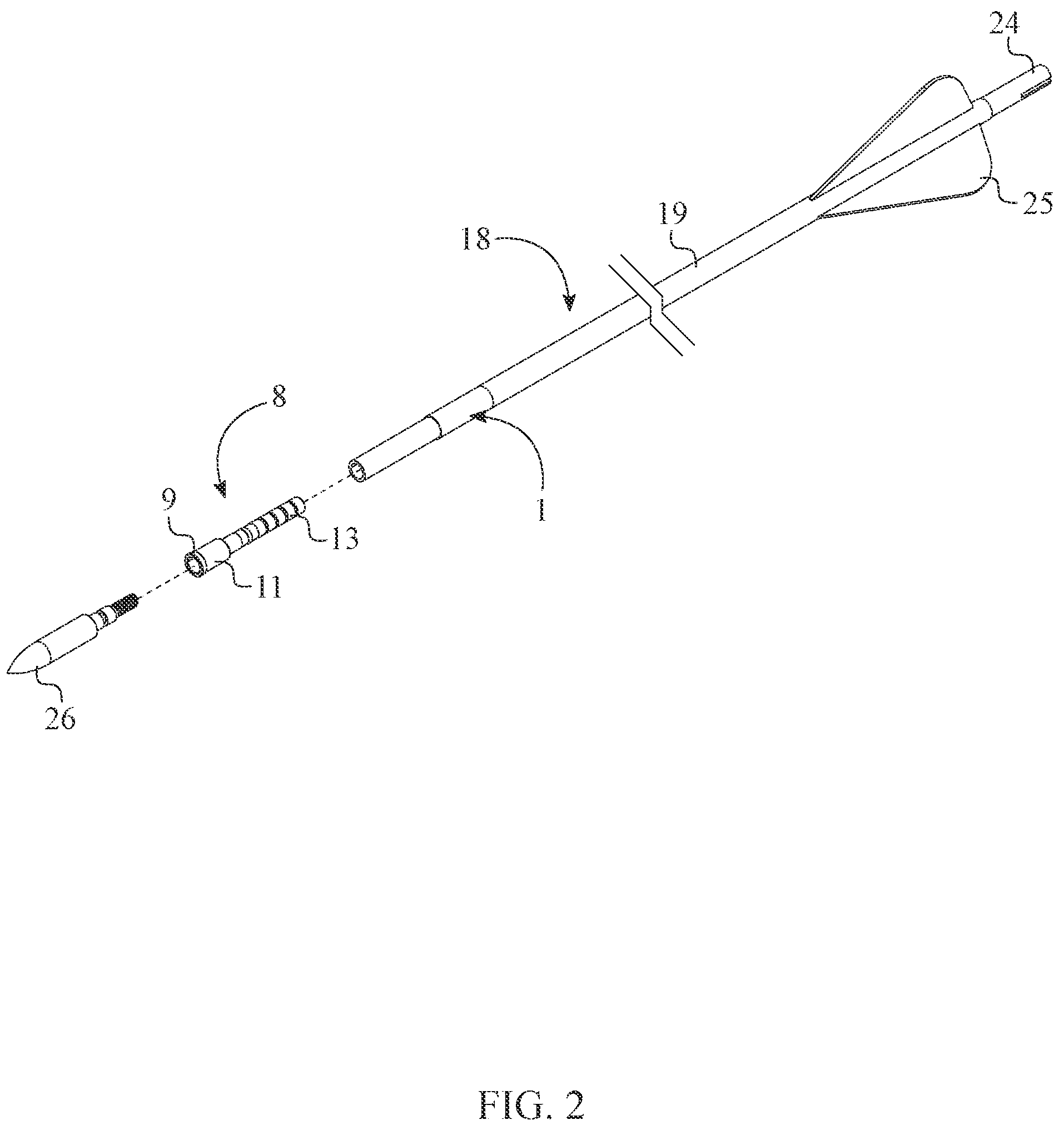 Patent US12174000 Figure 2 – Jacketed archery arrow insert system for arrows