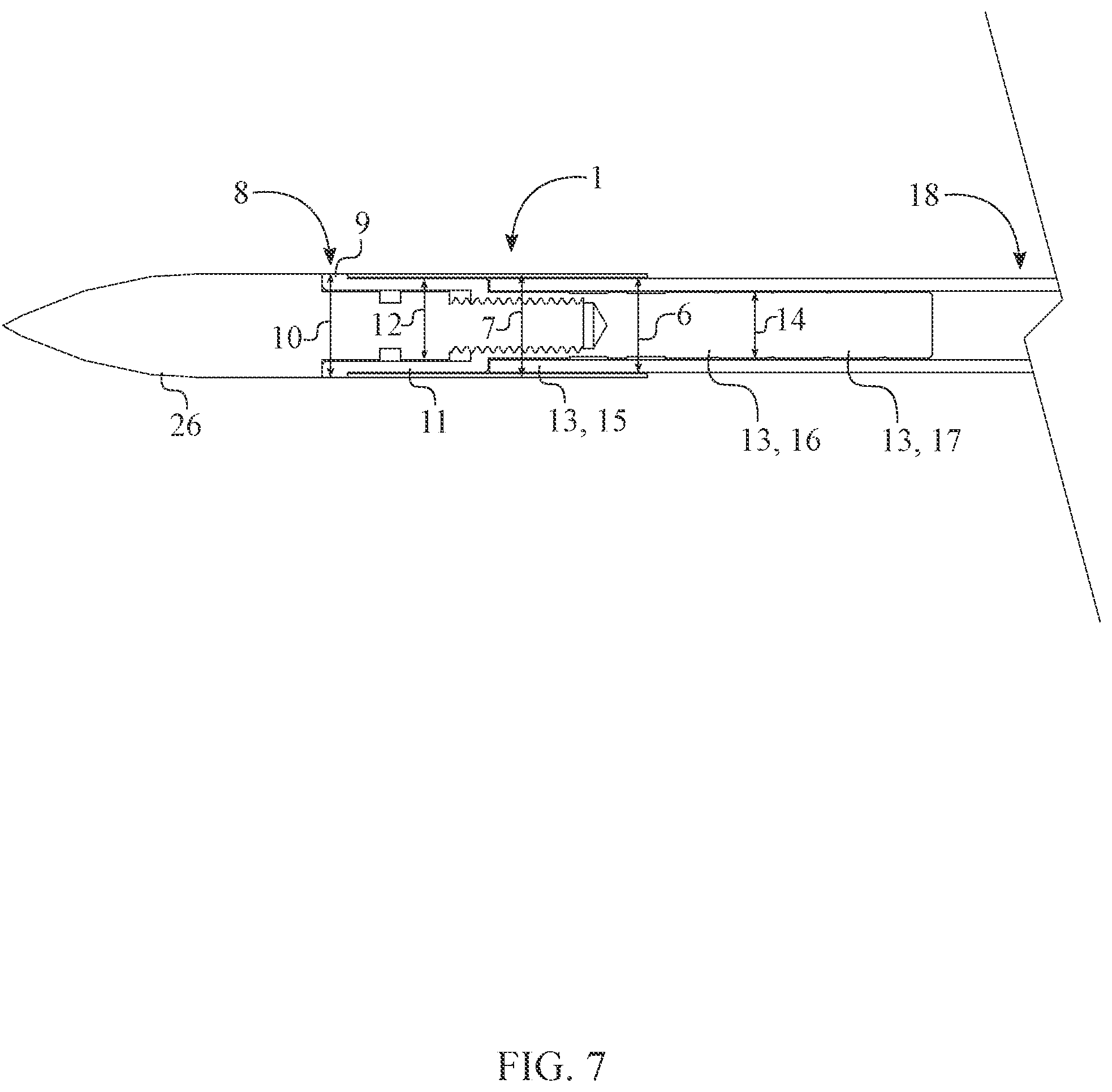 Patent US12174000 Figure 7 – Jacketed archery arrow insert system for arrows
