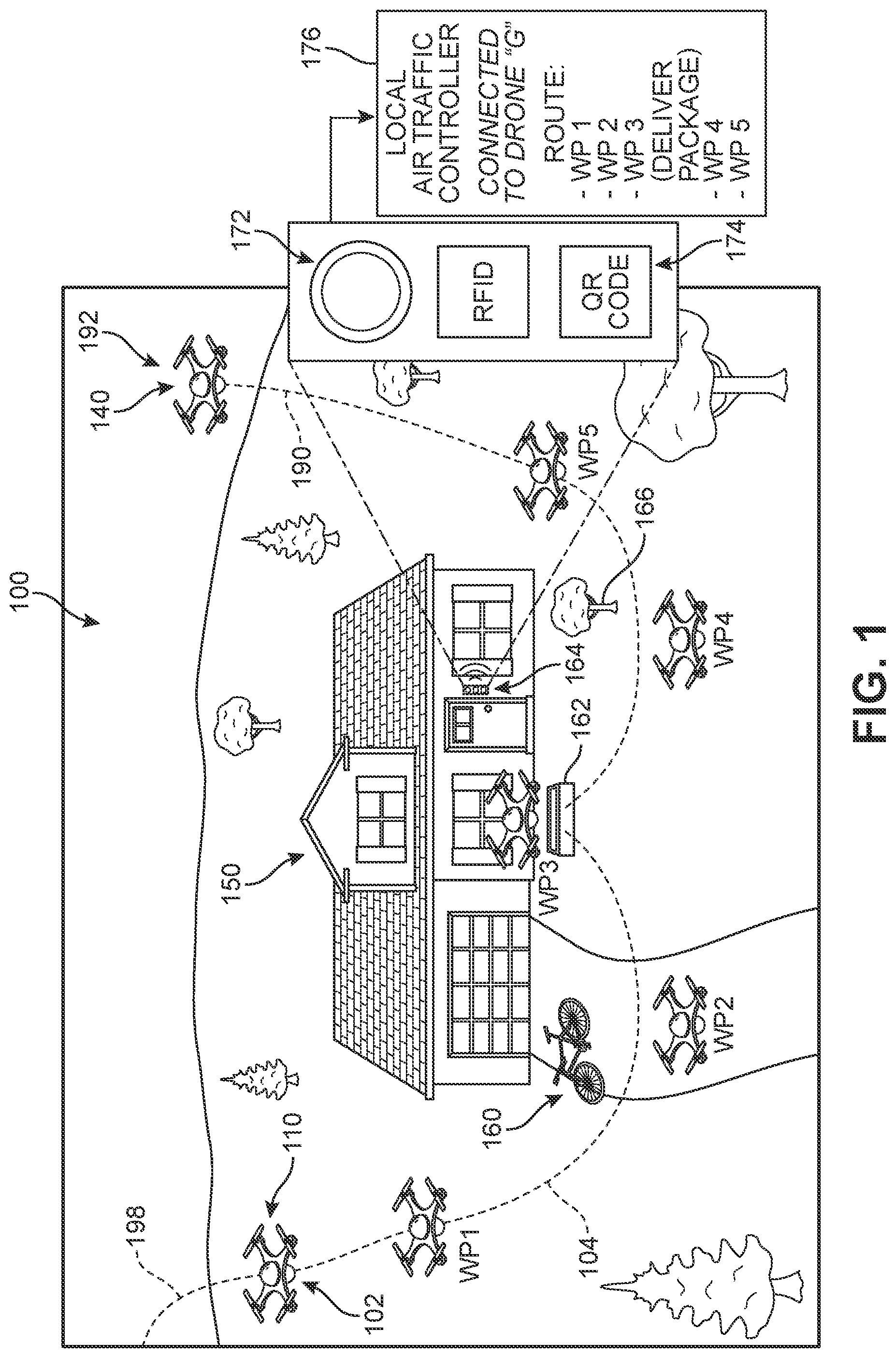 Patent US12174030 Figure 1 – Local flight path navigation for drone deliveries