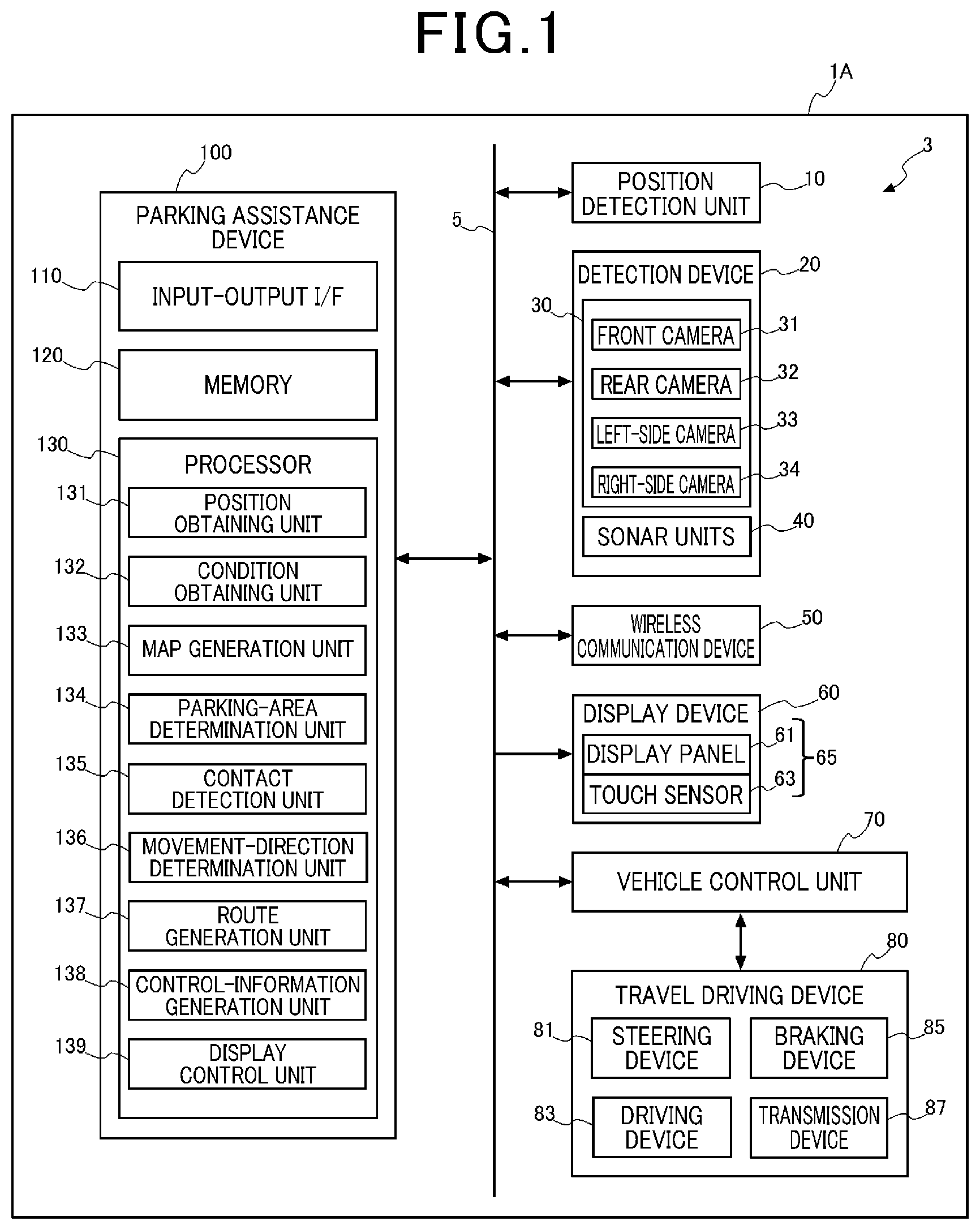 Patent US12174031 — Parking assistance device and parking assistance method — Figure 1