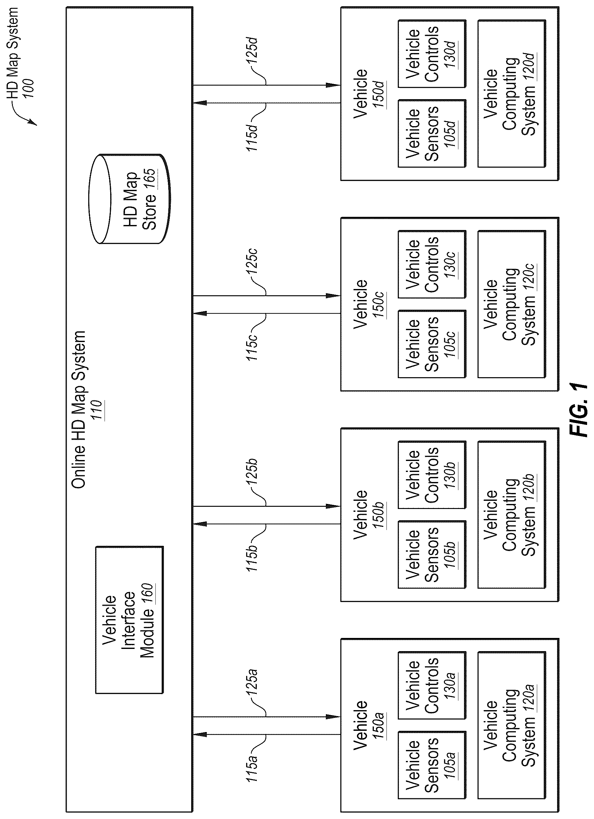 Patent US12174034 Figure 1 – Updating high definition maps based on lane closure and lane opening