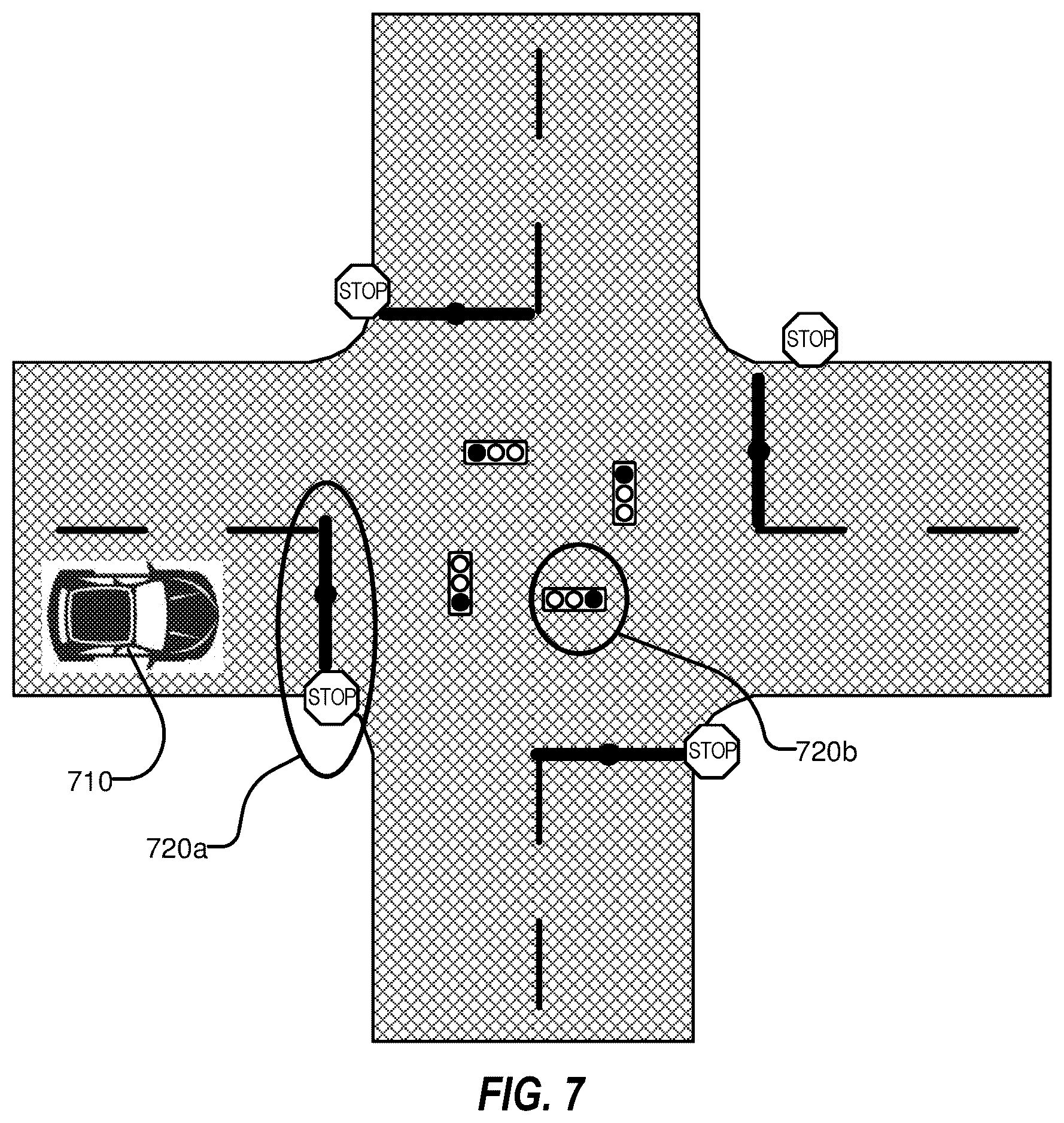 Patent US12174034 Figure 7 – Updating high definition maps based on lane closure and lane opening