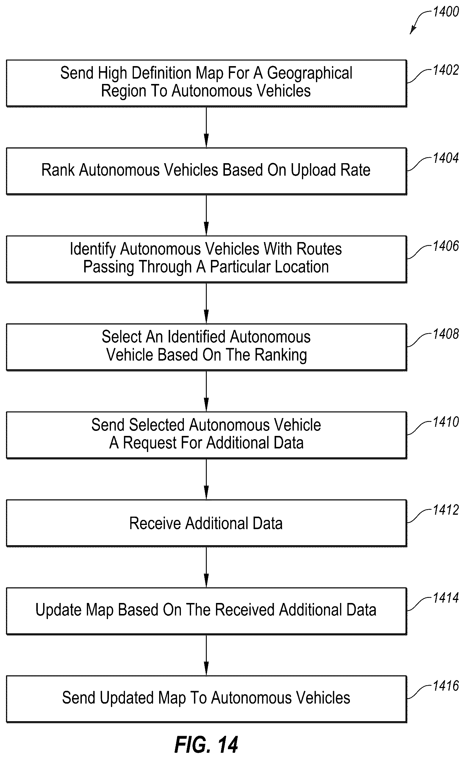 Patent US12174034 Figure 15 – Updating high definition maps based on lane closure and lane opening