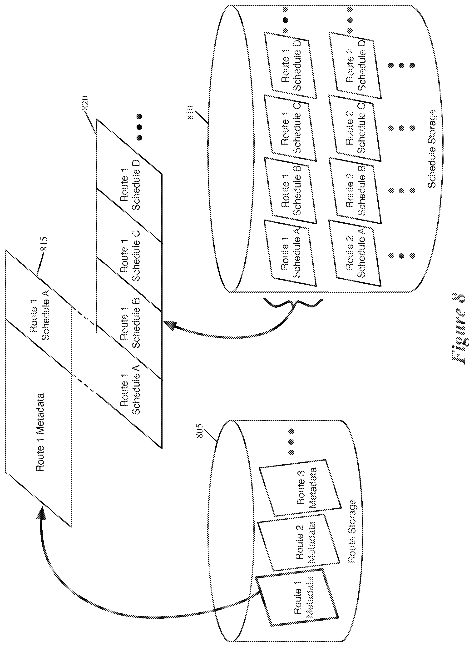 Patent US12174037 Figure 8 – Location-based features for commute assistant