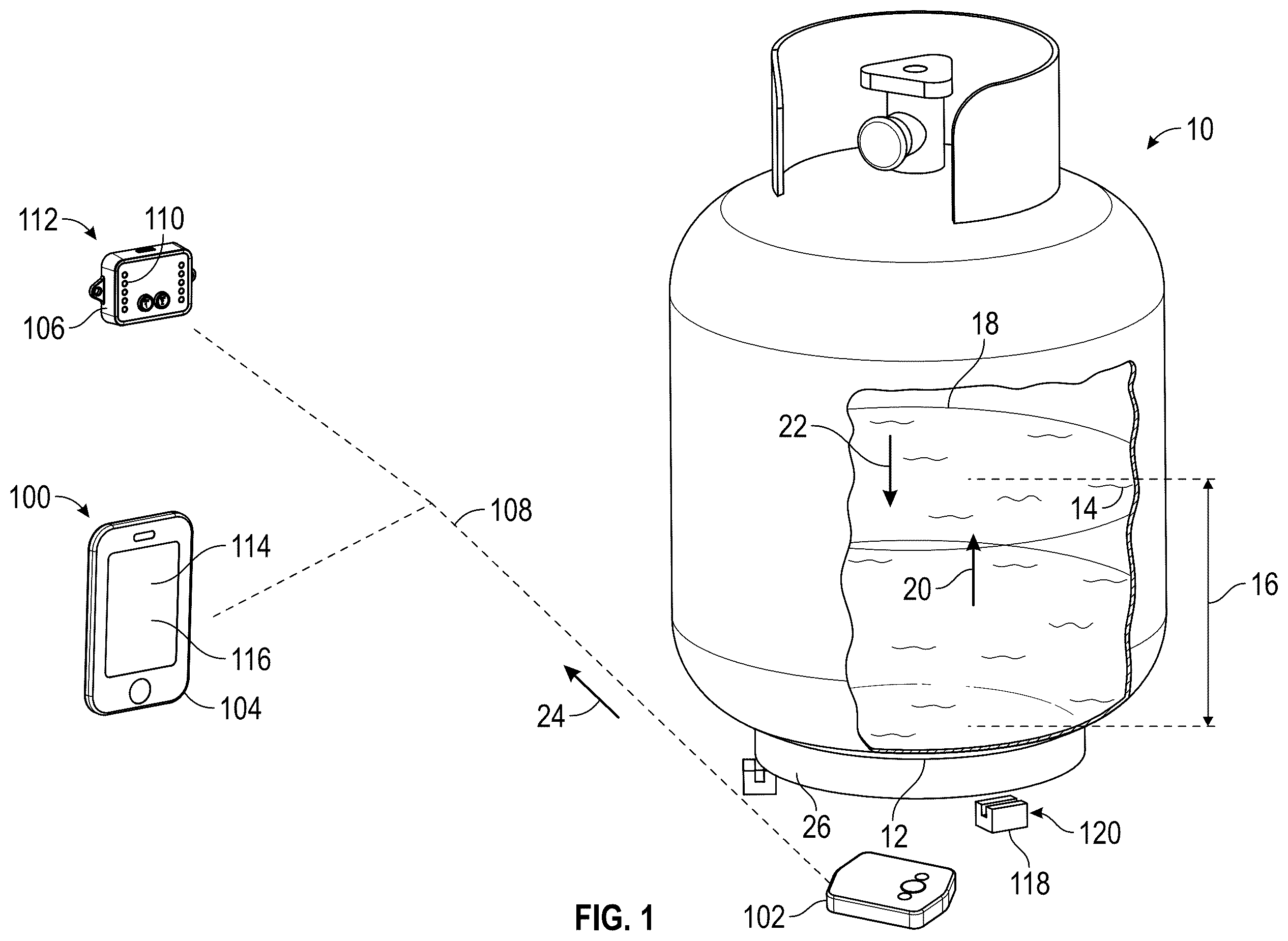 Patent US12174053 — Tank sensors — Figure 1