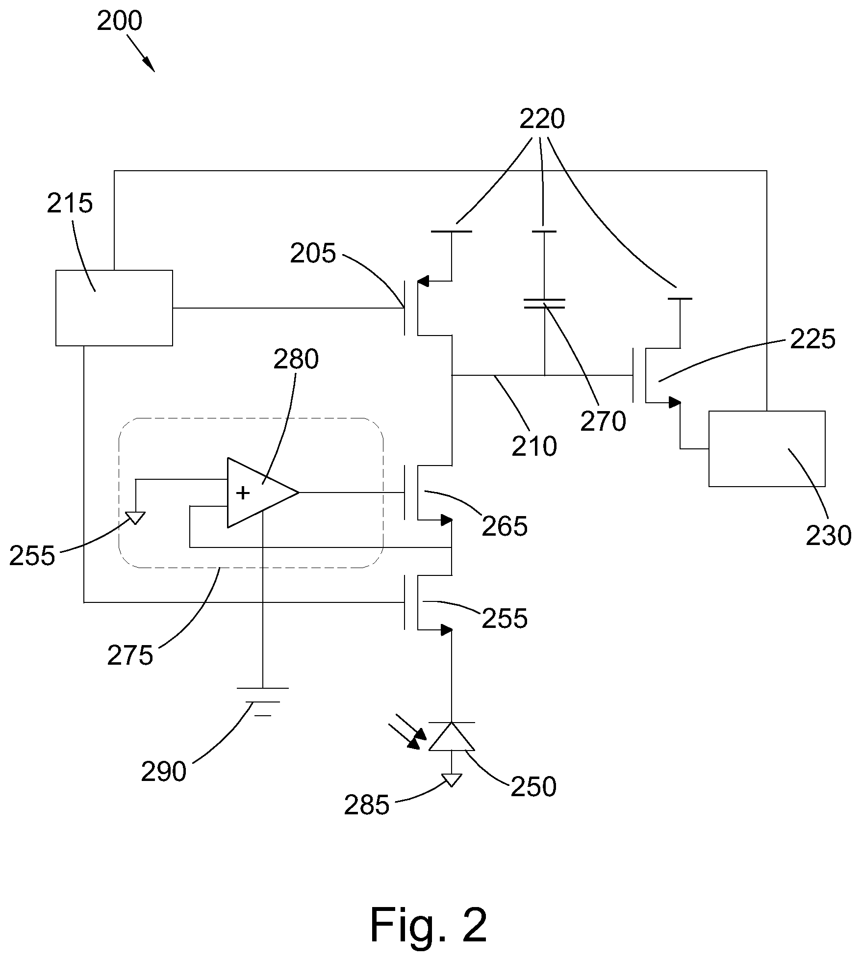 Patent US12174064 Figure 2 – Circuit for high-sensitivity radiation sensing