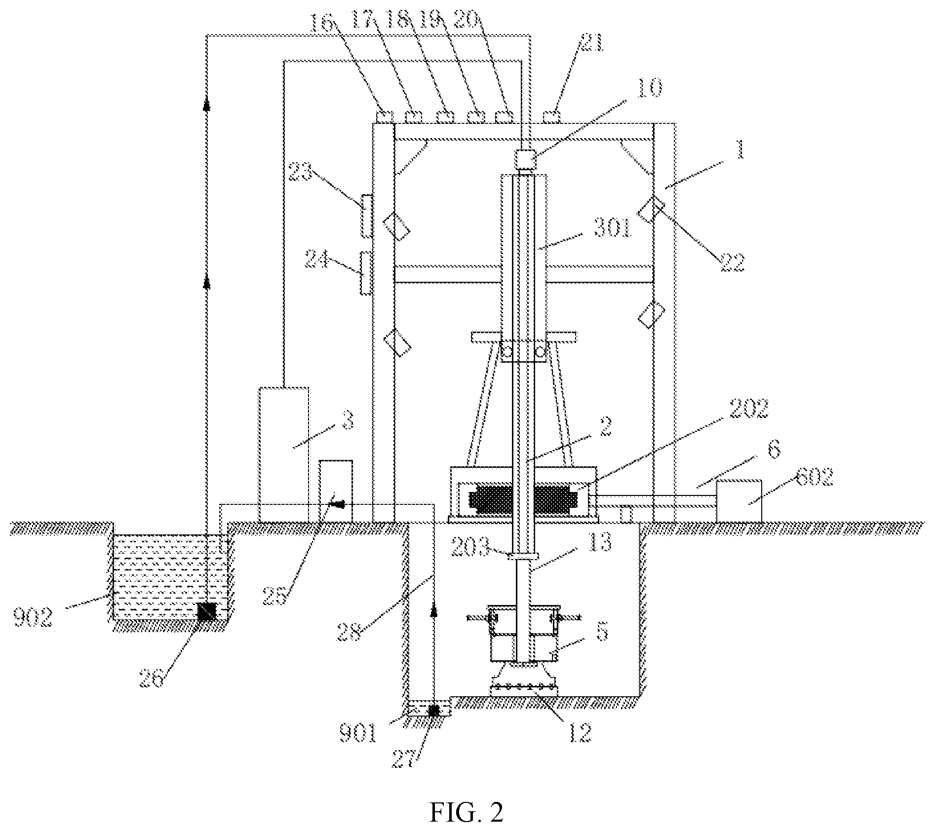 Patent US12174082 Figure 2 – Integrated detection test device for drill bit and rotary blowout preventer and detection method thereof