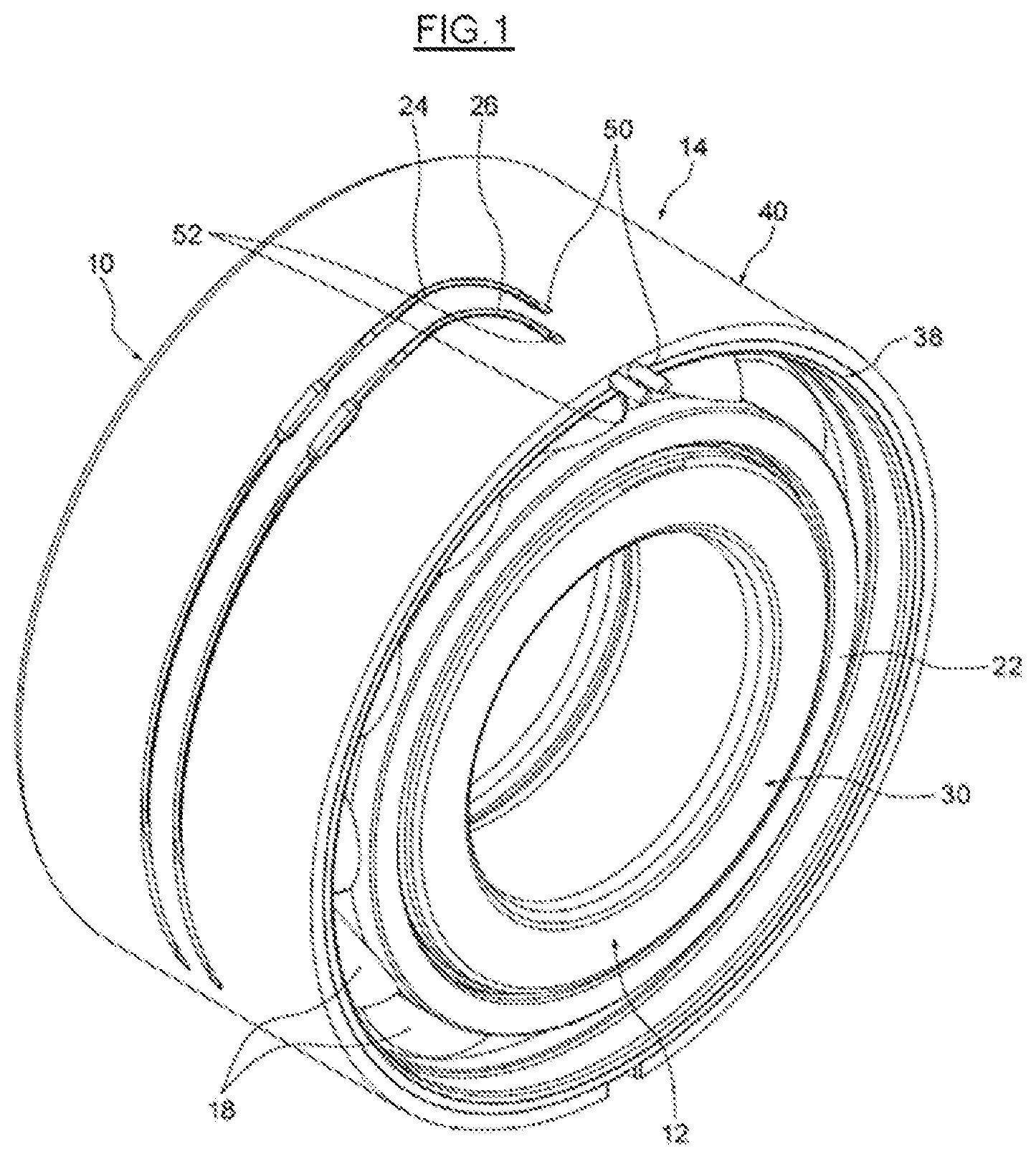 Patent US12174085 — Rolling bearing with integrated optical fiber sensor — Figure 1