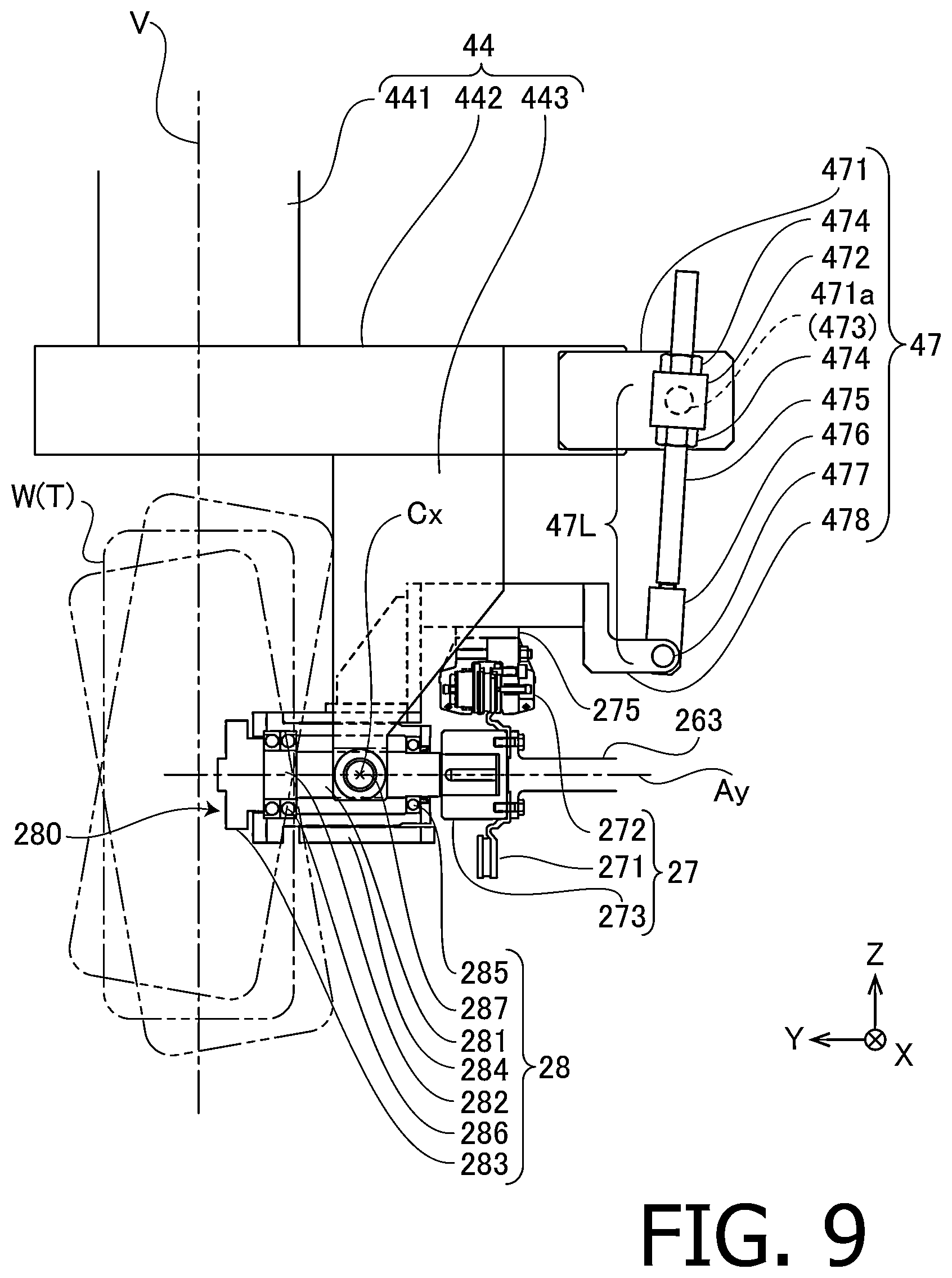 Patent US12174089 Figure 9 – Tire testing device