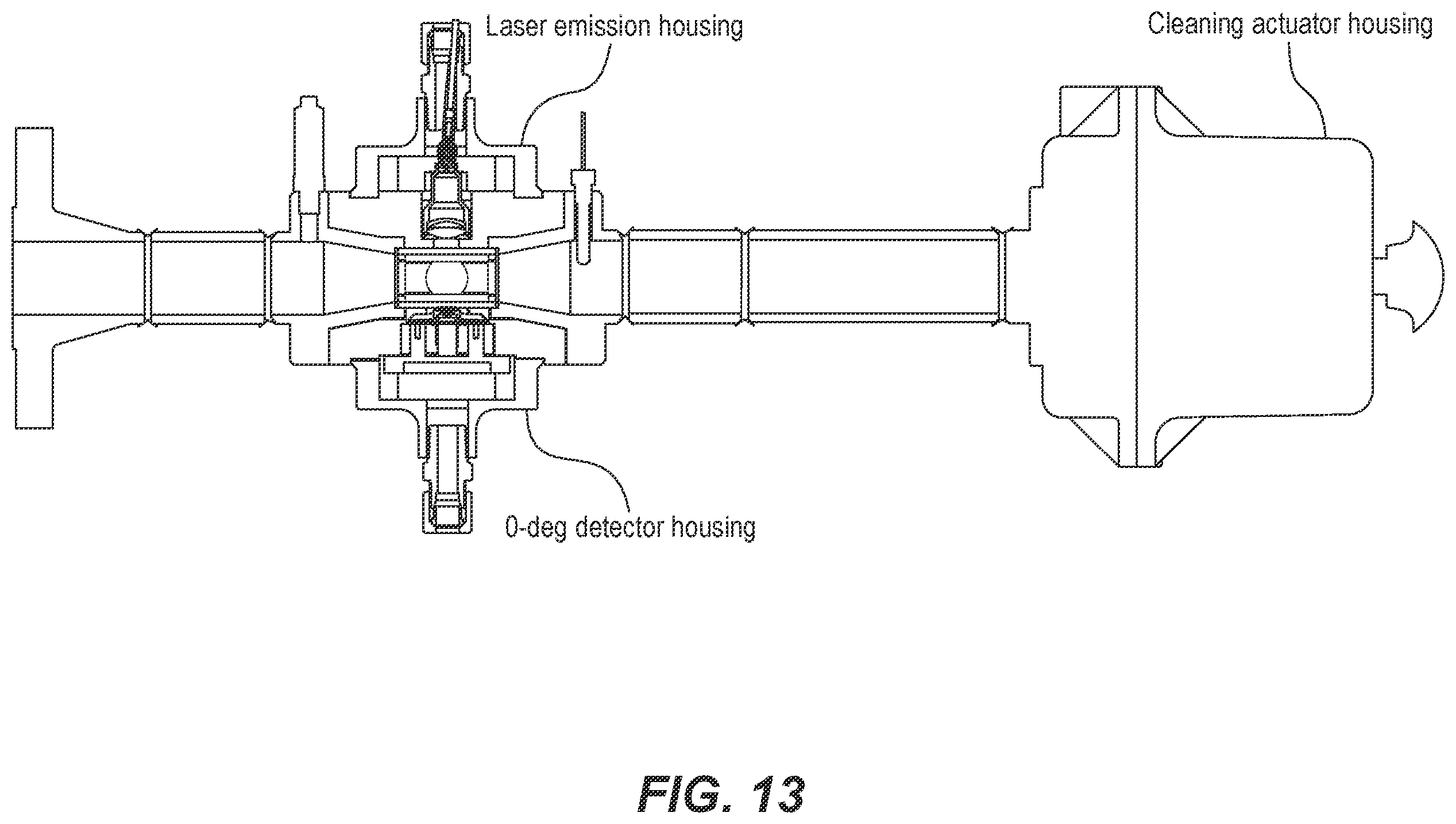 Patent US12174117 Figure 13 – Fluorescence and scatter and absorption spectroscopic apparatus with a sapphire tube and method for analyzing inline low level hydrocarbon in a flow medium