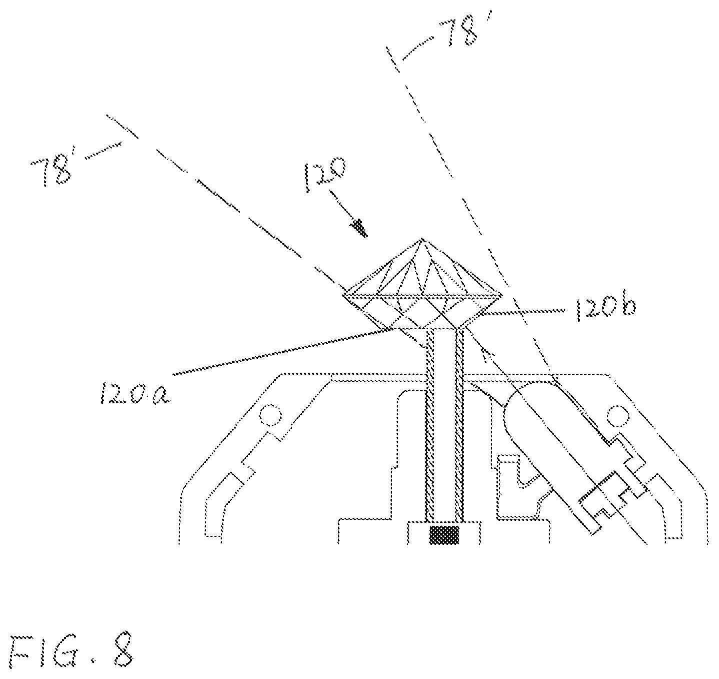 Patent US12174126 Figure 8 – Gemstone testing apparatus