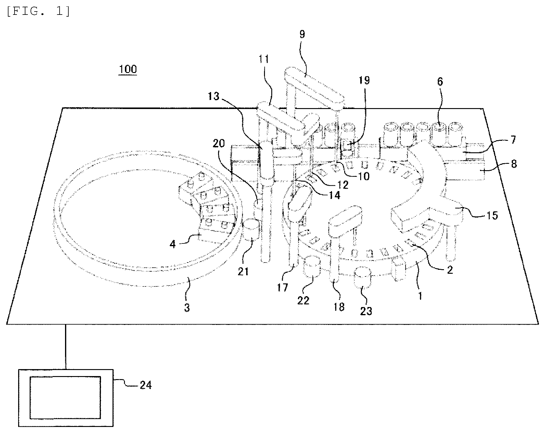 Patent US12174210 Figure 1 – Automated analyzer and cleaning method