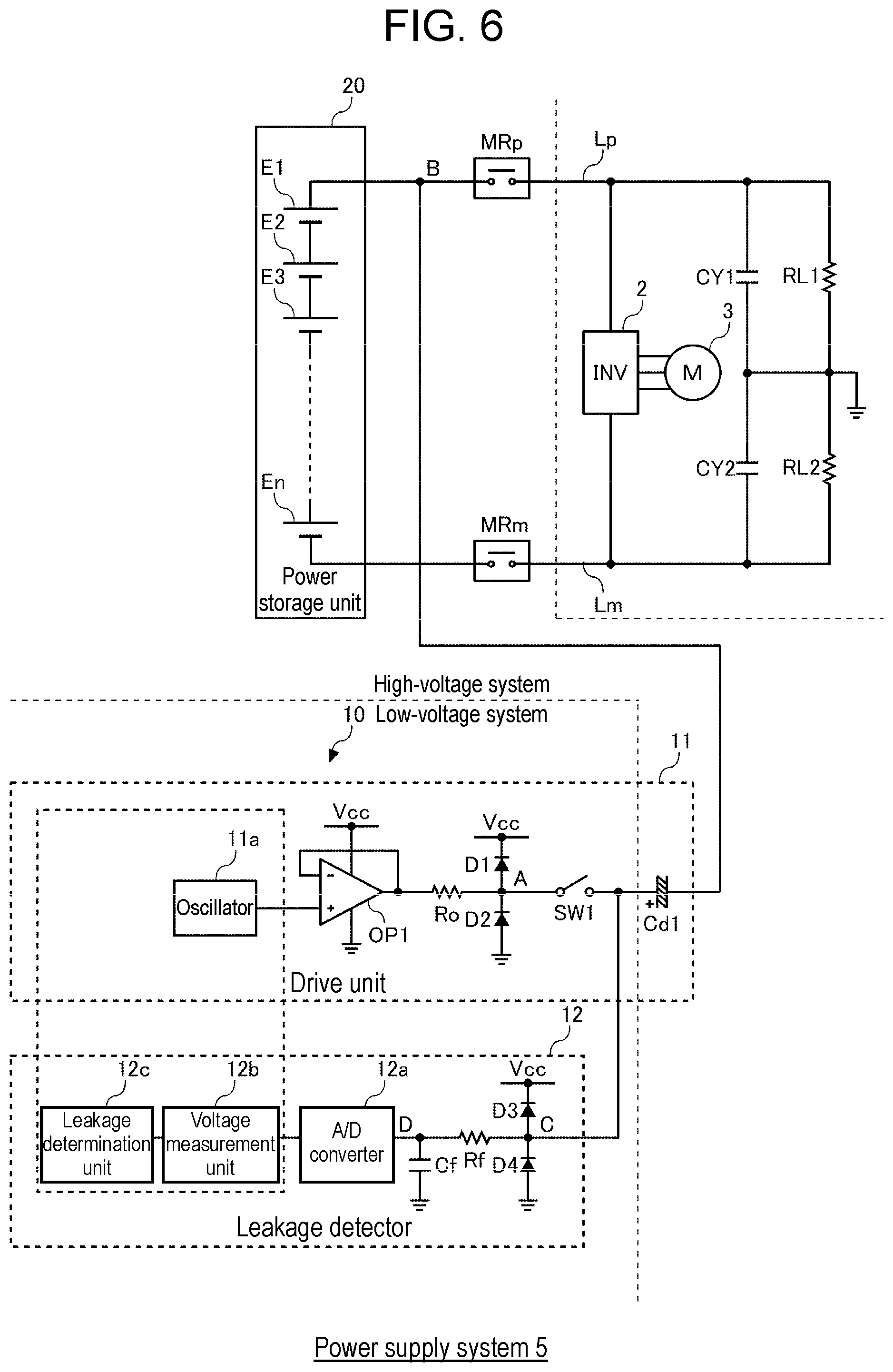 Patent US12174230 Figure 6 – Electricity leakage detection device and vehicle power supply system