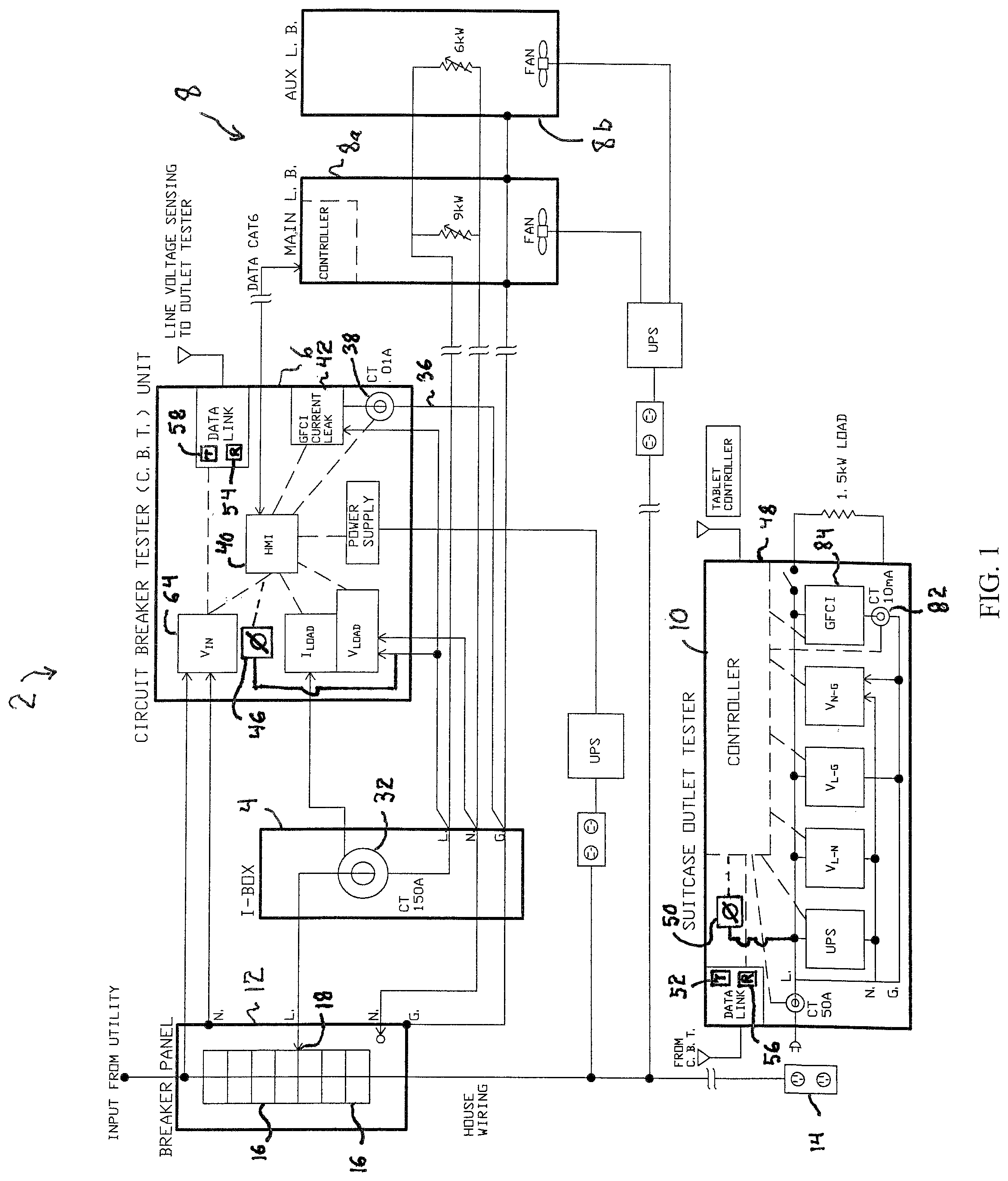 Patent US12174235 Figure 1 – System and method for testing electrical circuits in residential and commercial premises