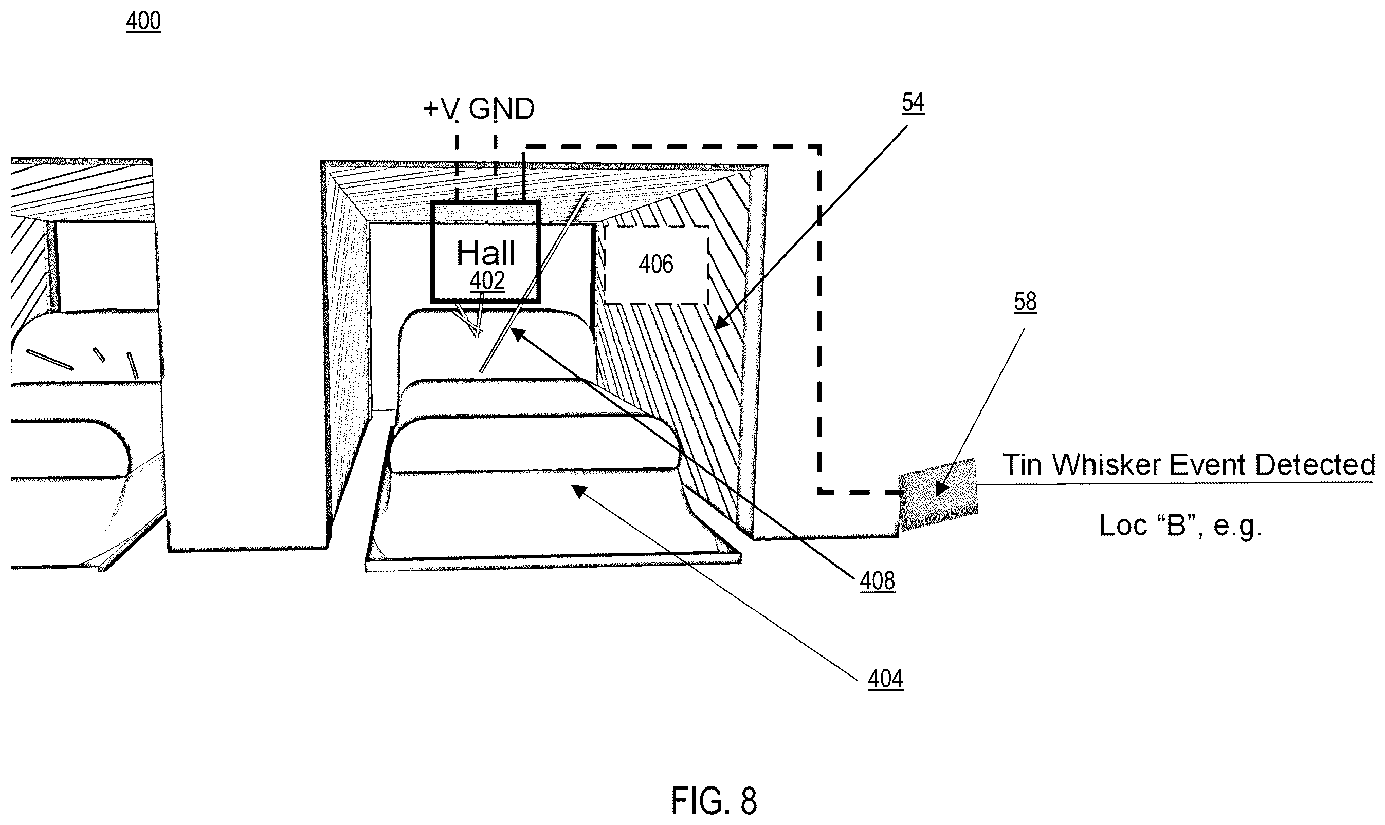 Patent US12174241 Figure 8 – Apparatus and method for tin whisker isolation and detection