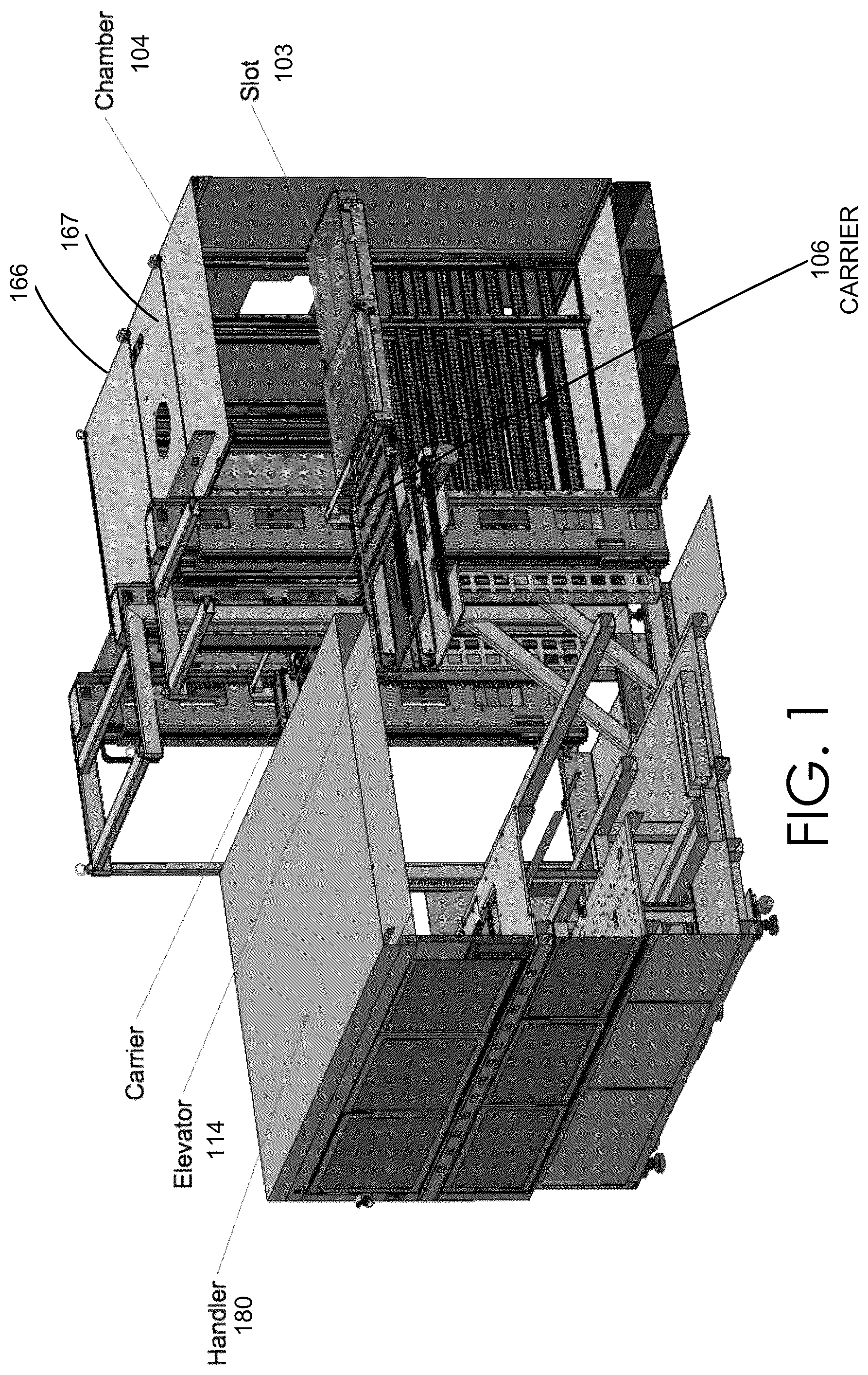 Patent US12174248 Figure 1 – Ergonomic loading for a test interface board (TIB) / burn-in-board (BIB) in a slot-based test system