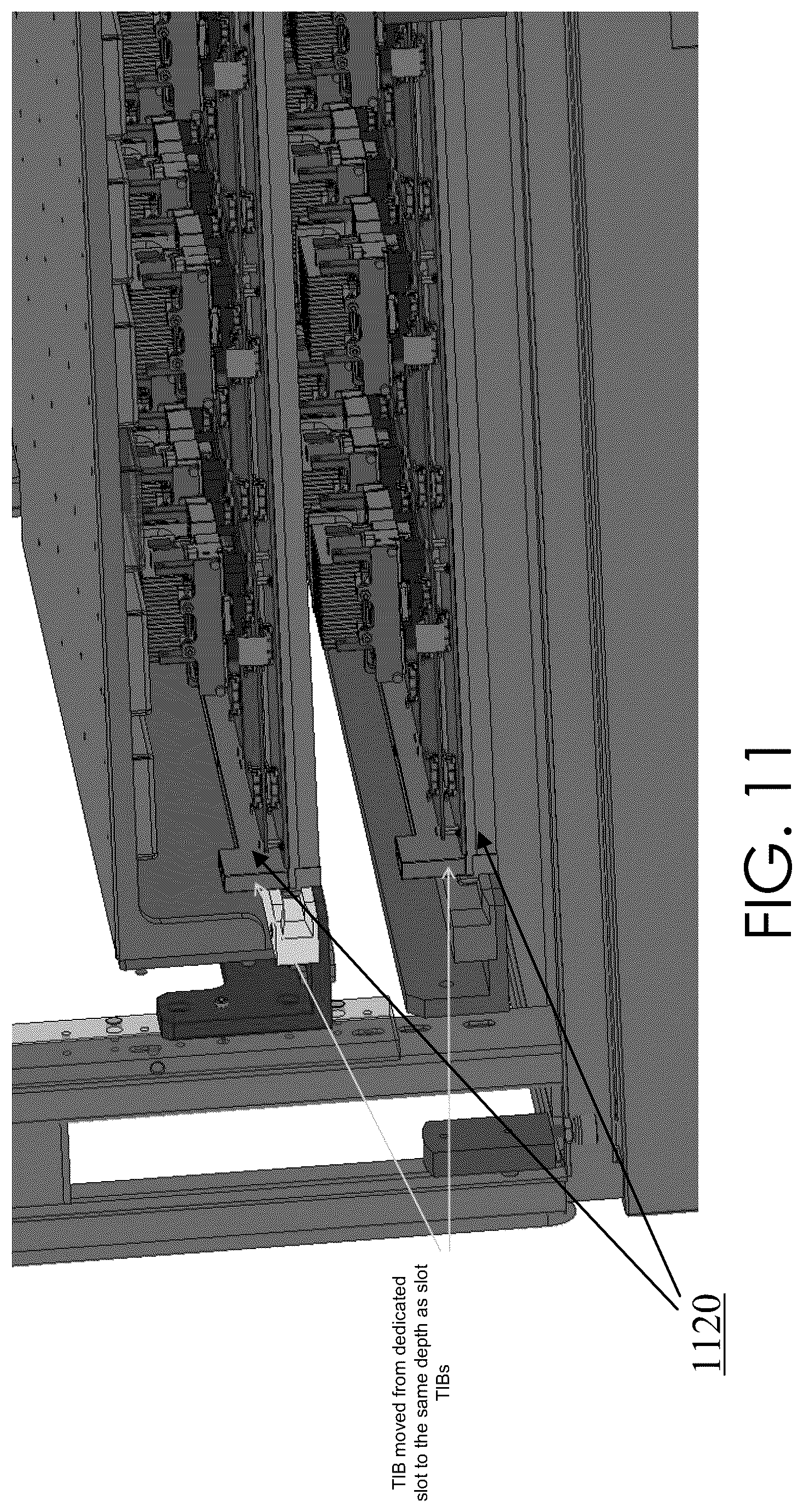 Patent US12174248 Figure 12 – Ergonomic loading for a test interface board (TIB) / burn-in-board (BIB) in a slot-based test system