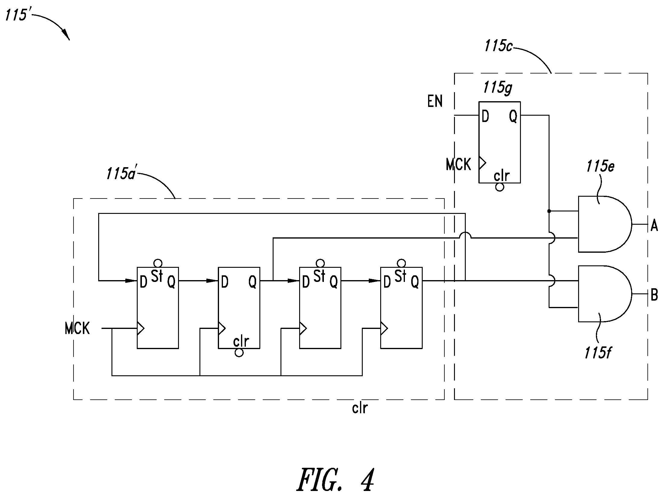 Patent US12174252 Figure 4 – Circuit arrangement for validation of operation of a logic module in a multipower logic architecture and corresponding validation method