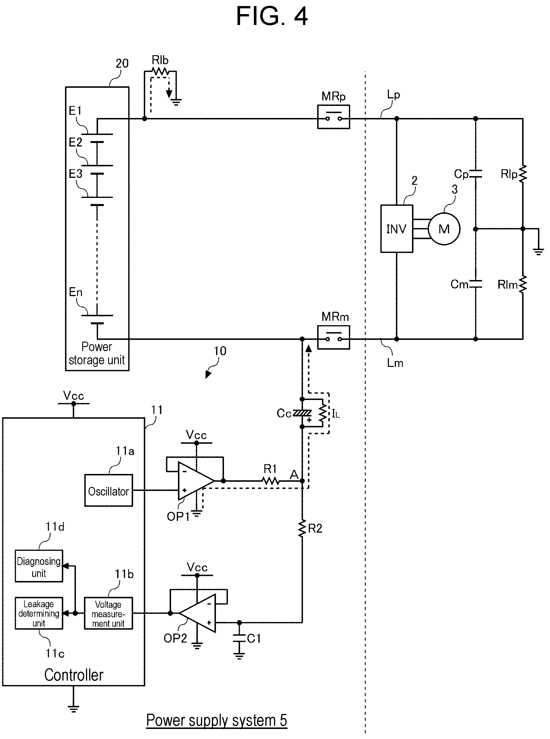 Patent US12174267 Figure 3 – Earth leakage detecting device, and vehicular power supply system