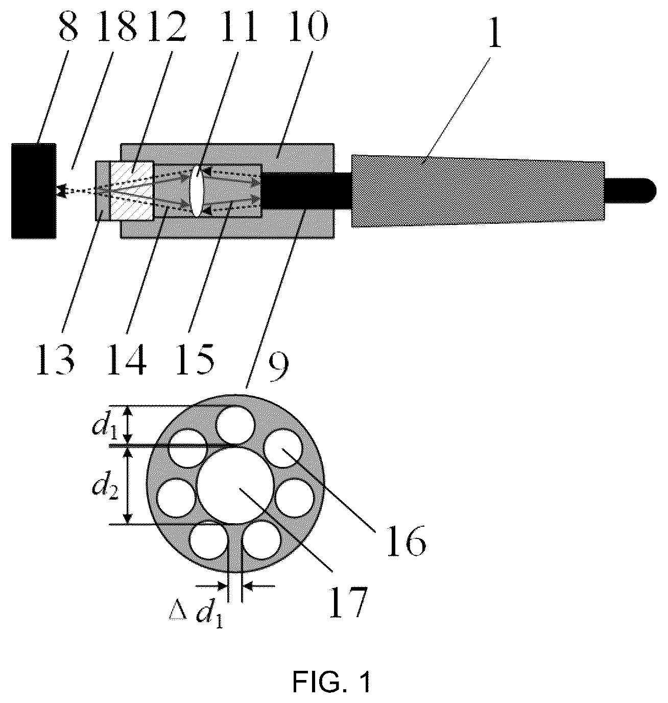 Patent US12174322 Figure 1 – F-P sensor probe, absolute distance measurement device, and absolute distance measurement method