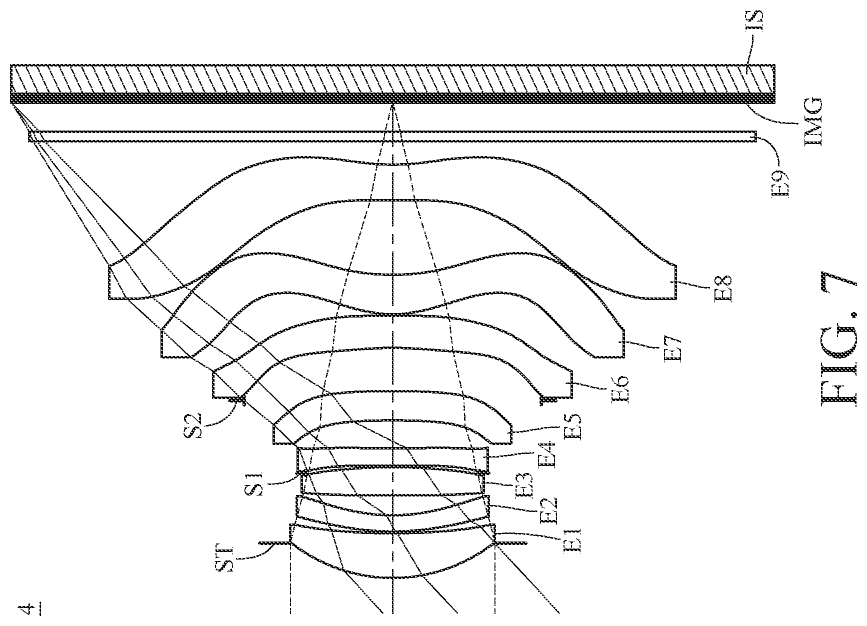 Patent US12174349 Figure 7 – Imaging optical lens system including eight lenses of +−+−−++−, +−+−+−+−, +−+++−+− or +−+−−−+− refractive powers, image capturing unit and electronic device
