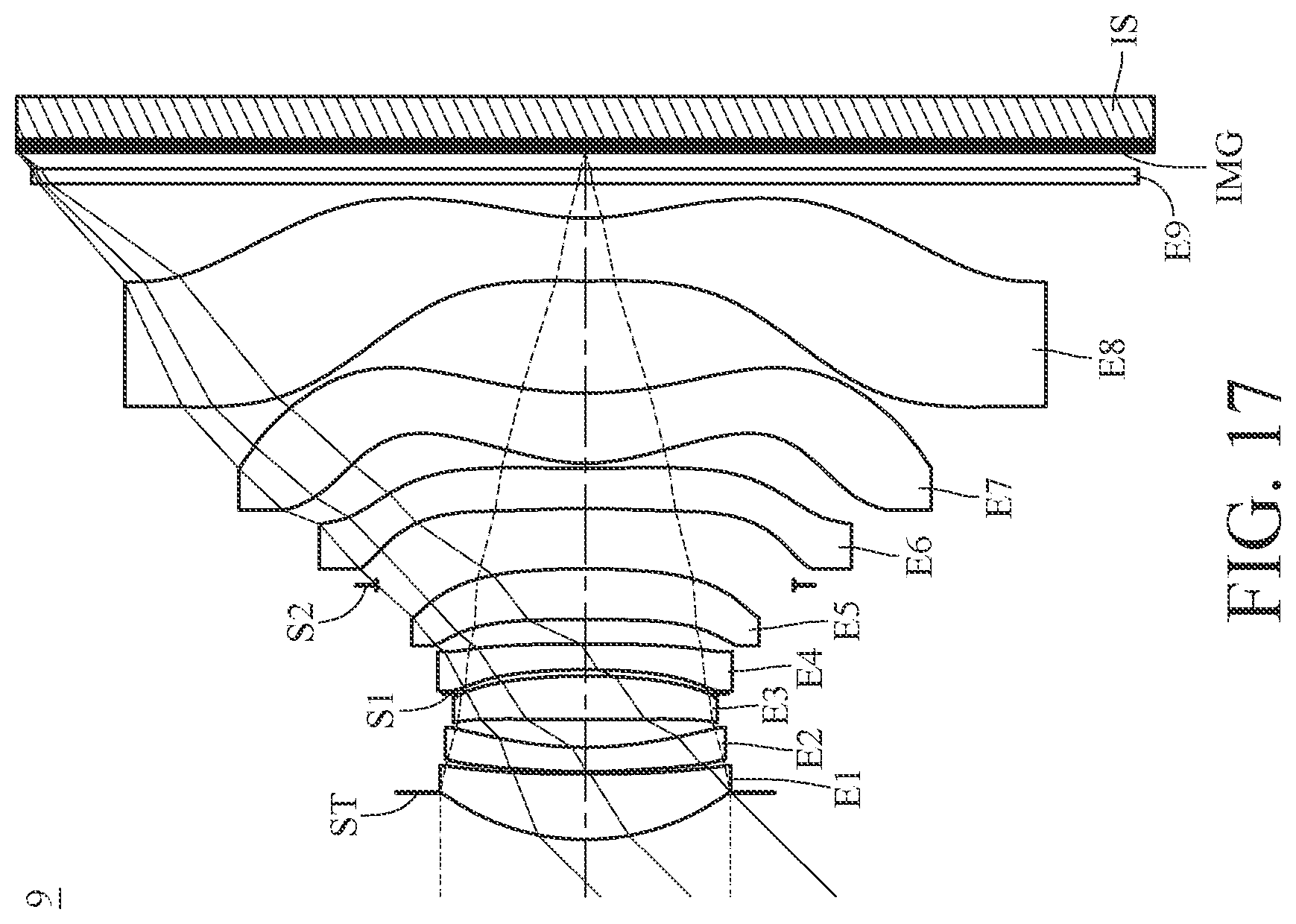 Patent US12174349 Figure 17 – Imaging optical lens system including eight lenses of +−+−−++−, +−+−+−+−, +−+++−+− or +−+−−−+− refractive powers, image capturing unit and electronic device