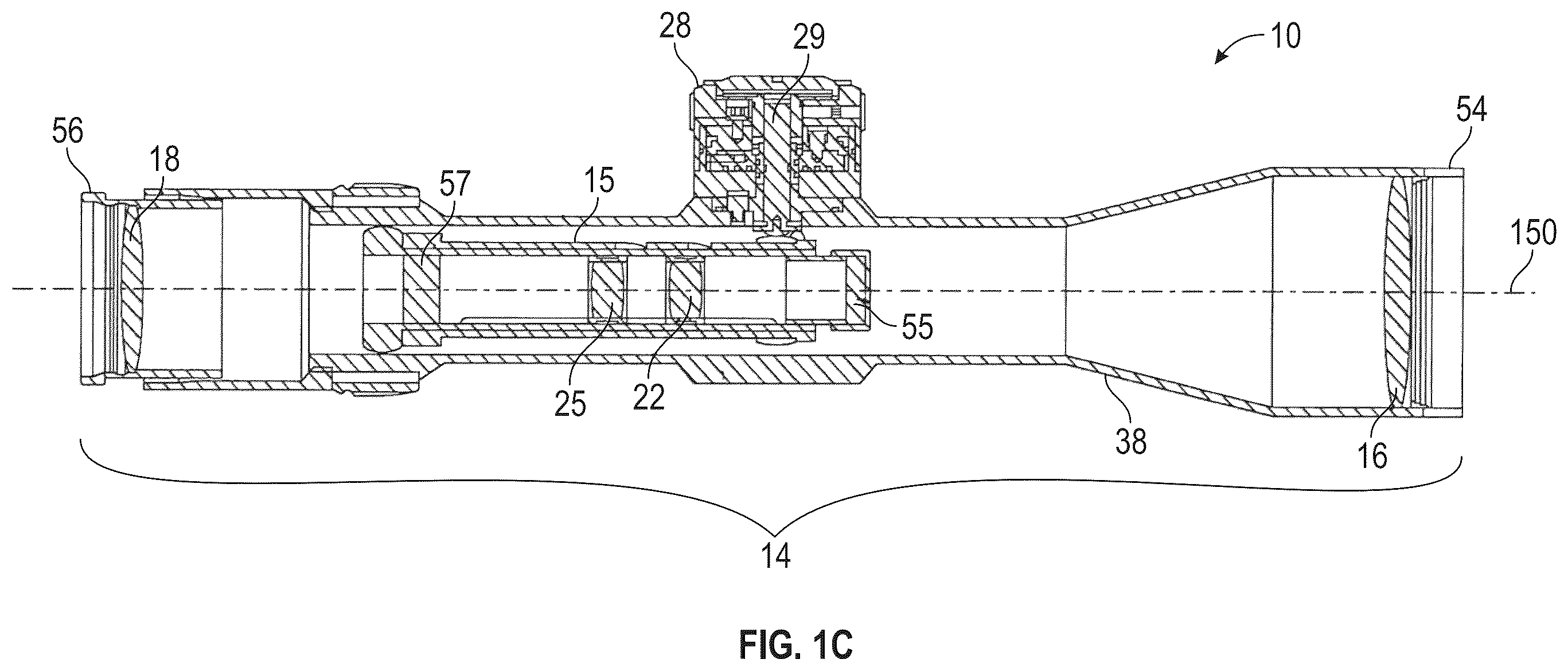 Patent US12174363 Figure 2 – Viewing optic with an integrated display system