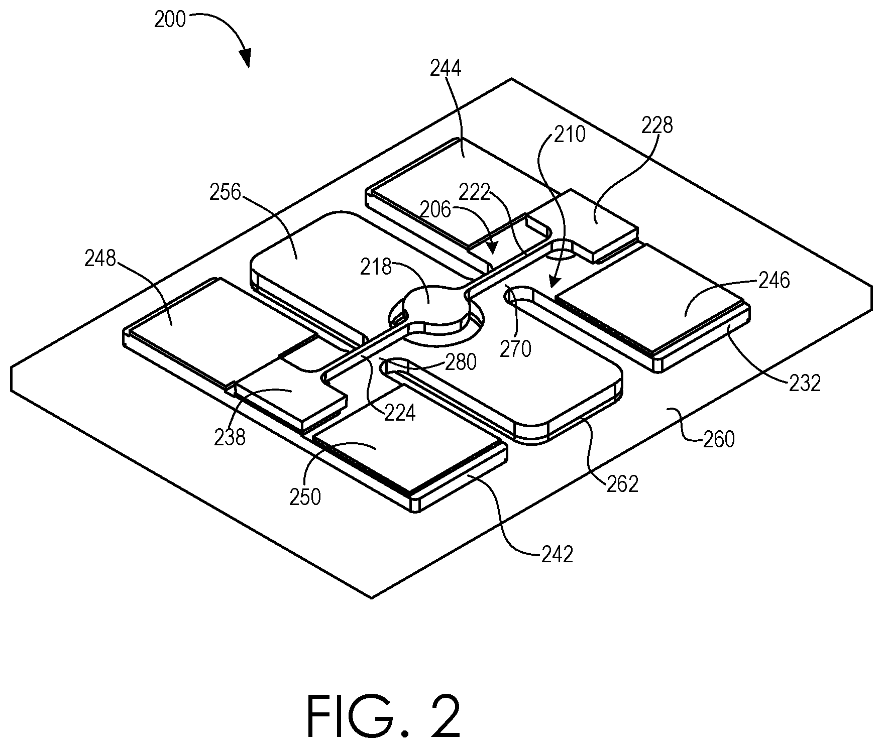 Patent US12174368 Figure 2 – Wire bonded common electrical connection in a piezoelectric micro-electro-mechanical system scanning mirror assembly