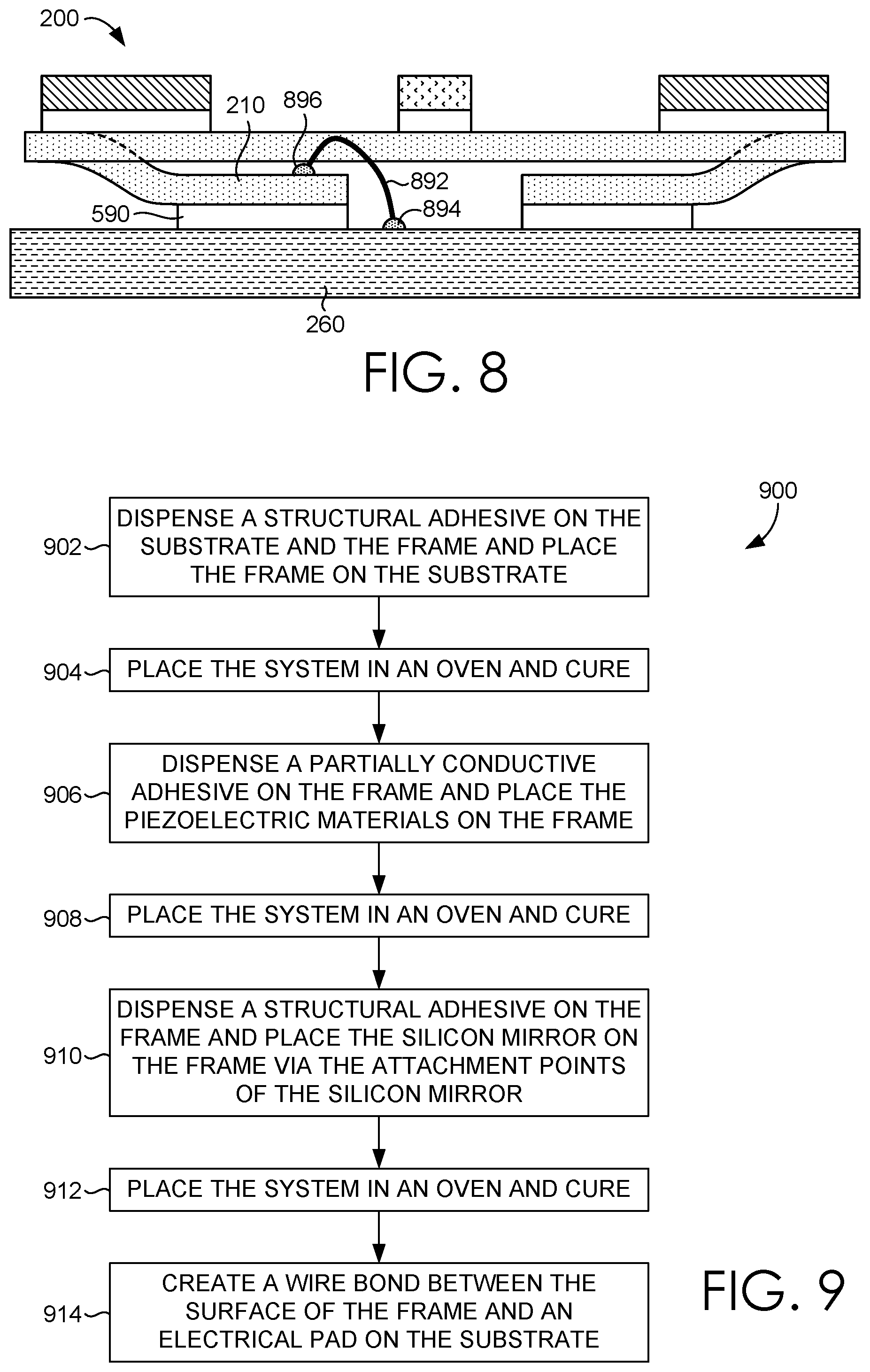 Patent US12174368 Figure 6 – Wire bonded common electrical connection in a piezoelectric micro-electro-mechanical system scanning mirror assembly