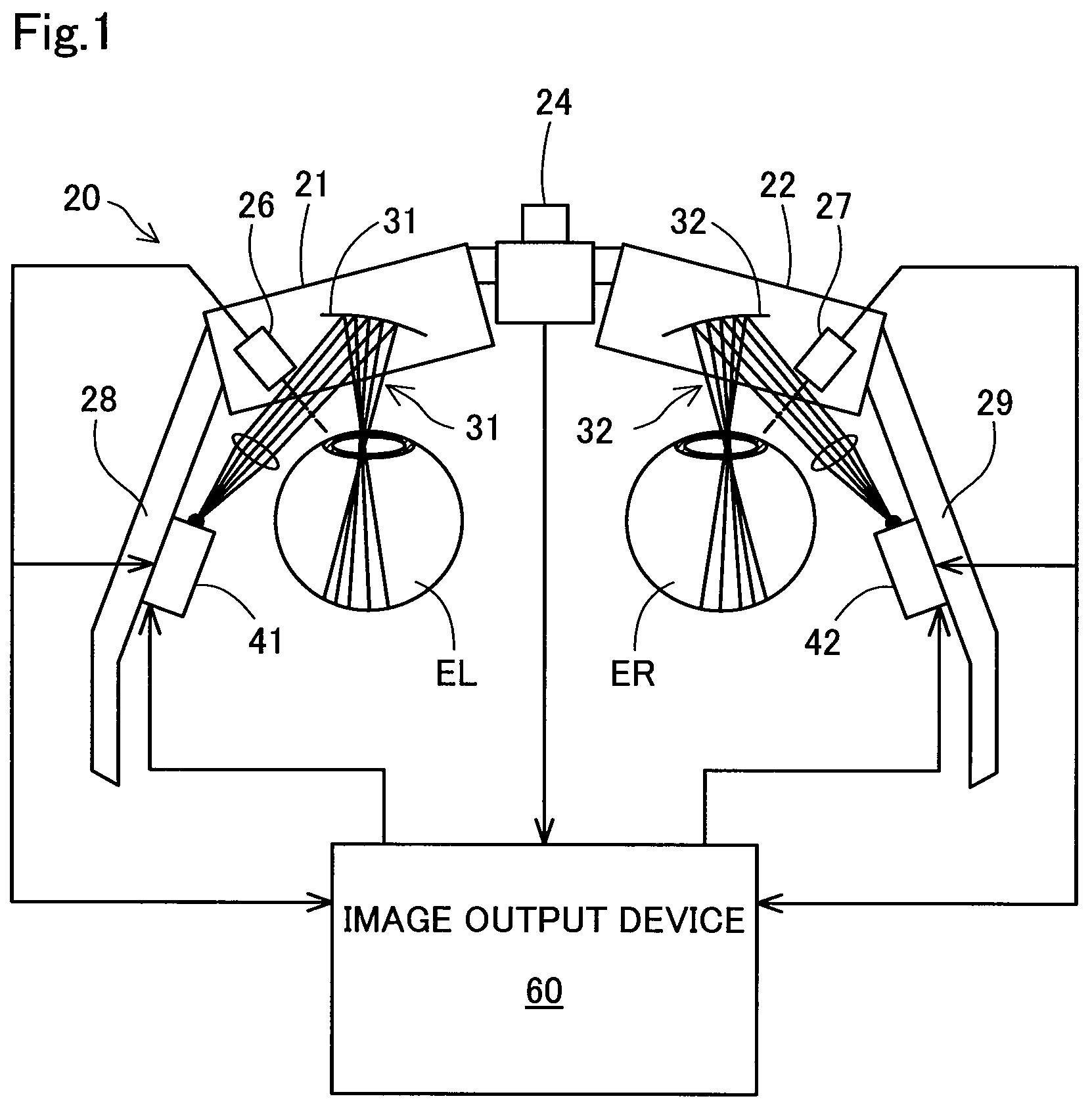 Patent US12174381 Figure 1 – Image display device using retinal scanning display unit and image display system