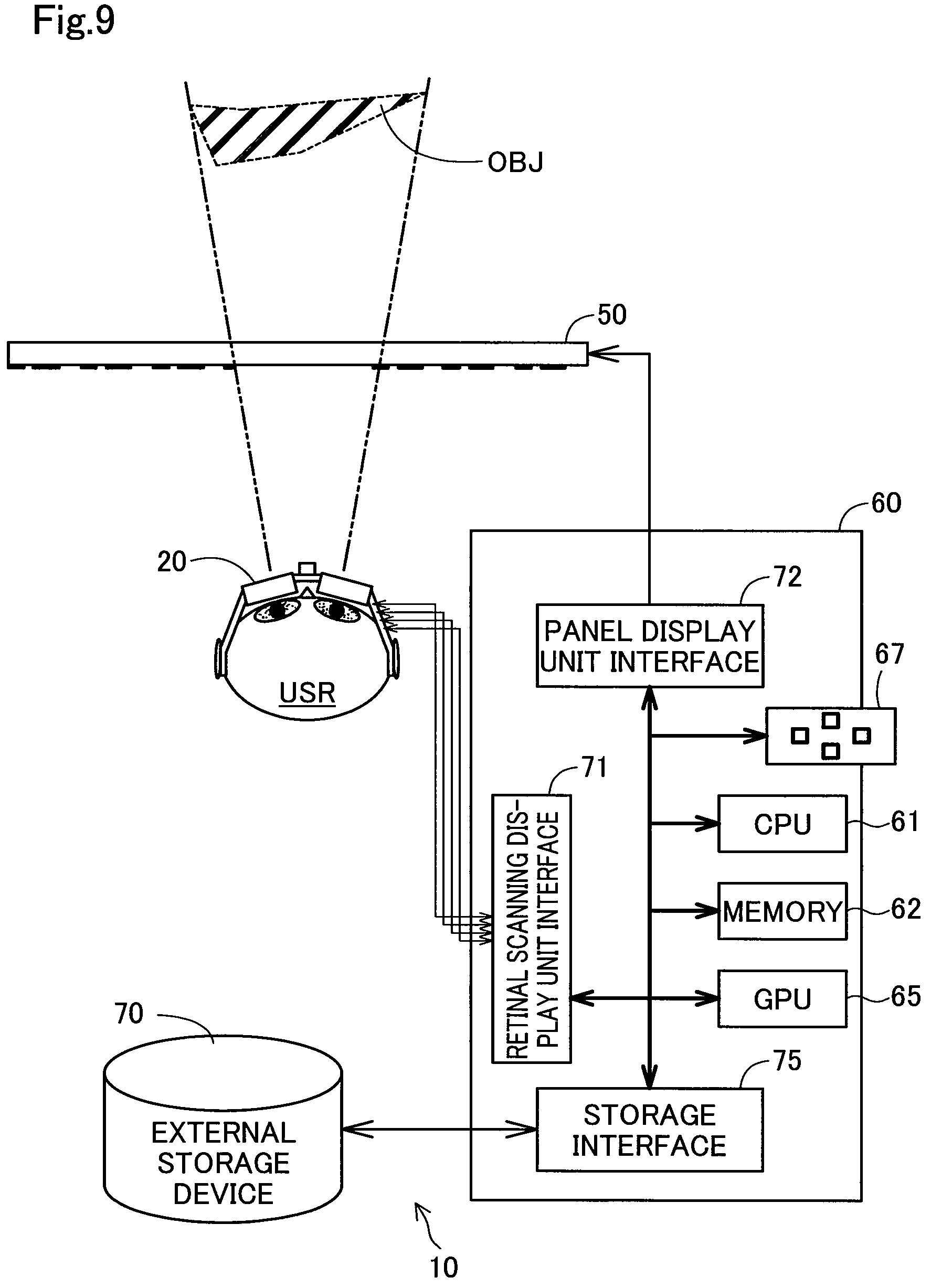 Patent US12174381 Figure 9 – Image display device using retinal scanning display unit and image display system
