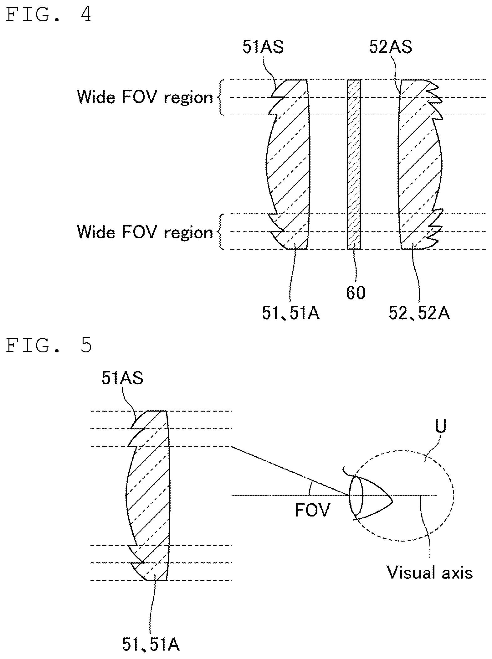 Patent US12174386 Figure 4 – Display device including a first lens and a second lens having shapes asymmetric about a semi-transparent mirror, and head-mounted display
