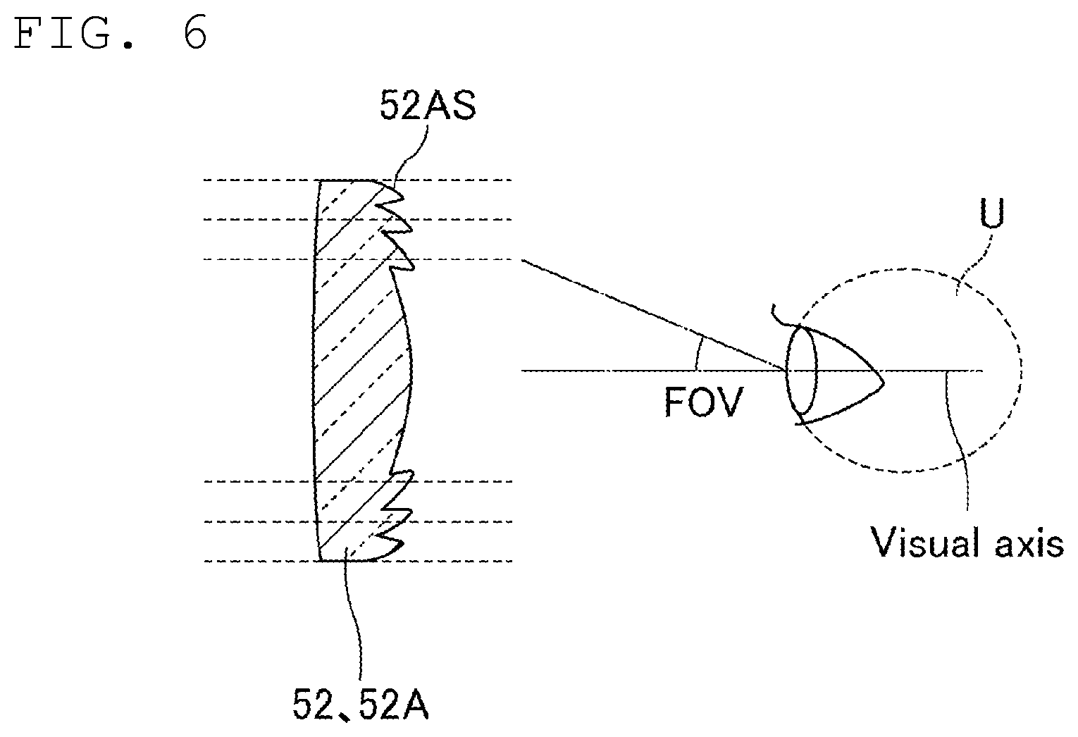 Patent US12174386 Figure 5 – Display device including a first lens and a second lens having shapes asymmetric about a semi-transparent mirror, and head-mounted display