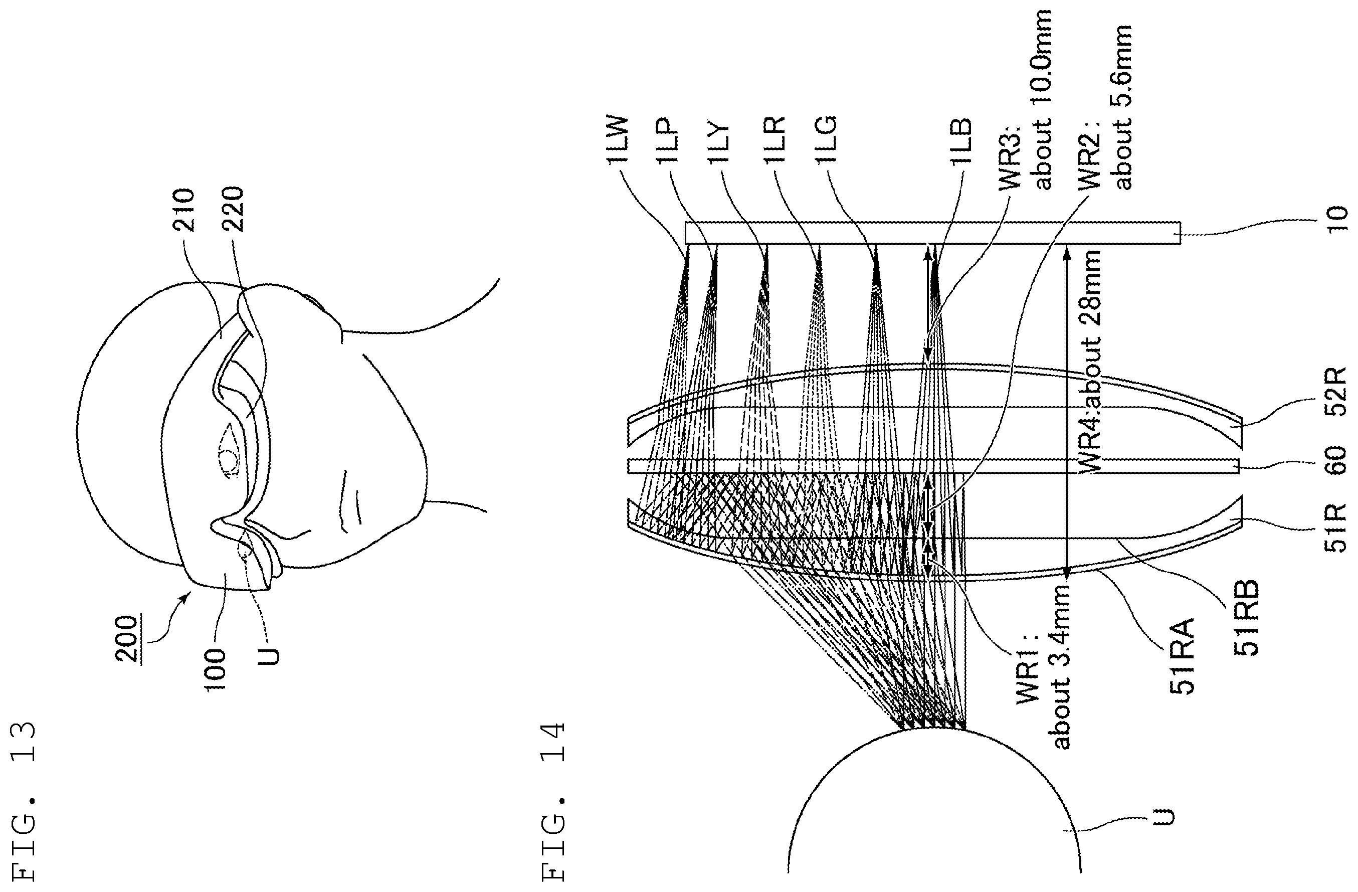 Patent US12174386 Figure 11 – Display device including a first lens and a second lens having shapes asymmetric about a semi-transparent mirror, and head-mounted display