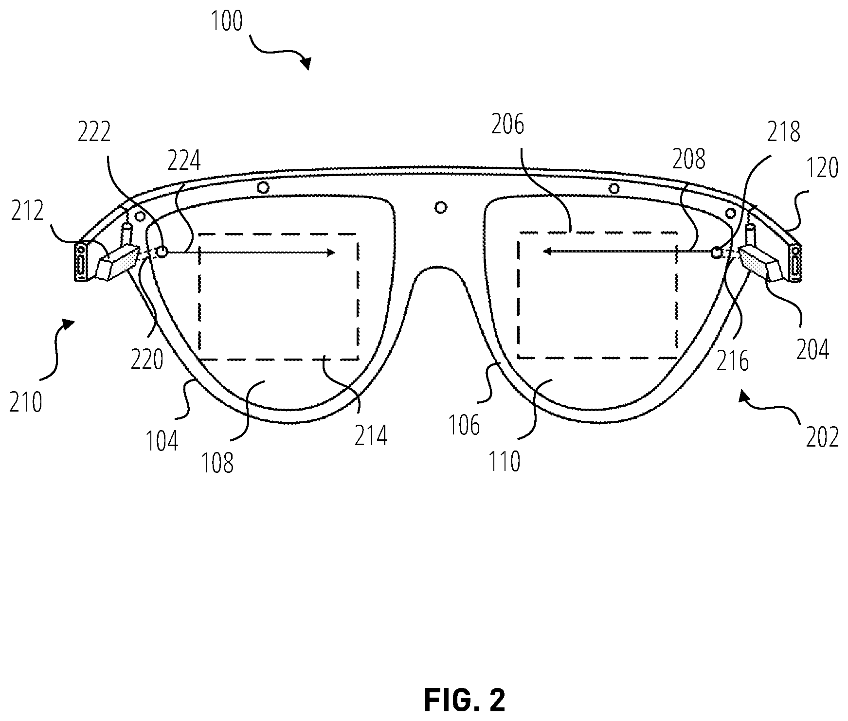 Patent US12174390 Figure 2 – Support arm thermal structure for extended reality glasses