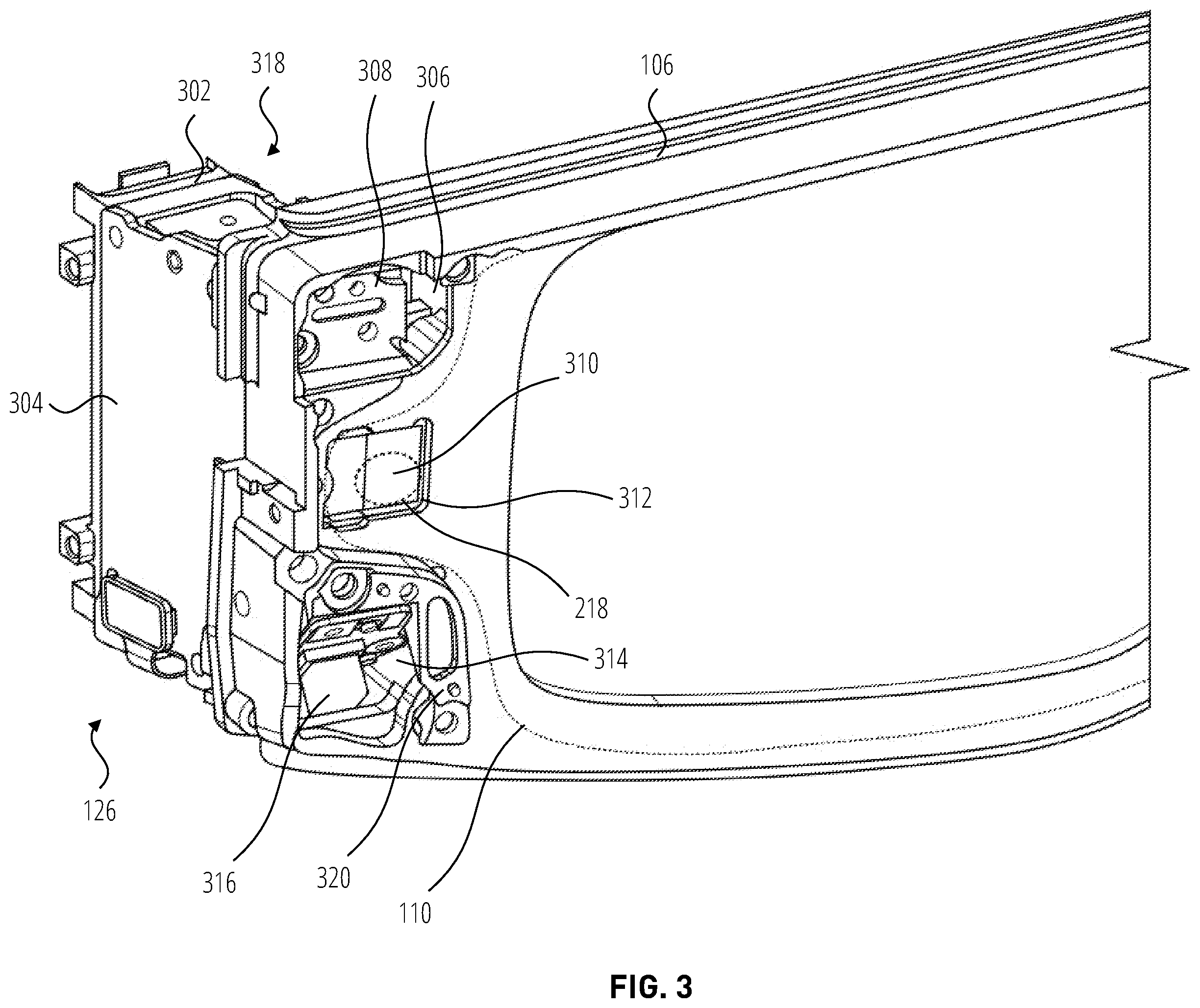 Patent US12174390 Figure 3 – Support arm thermal structure for extended reality glasses