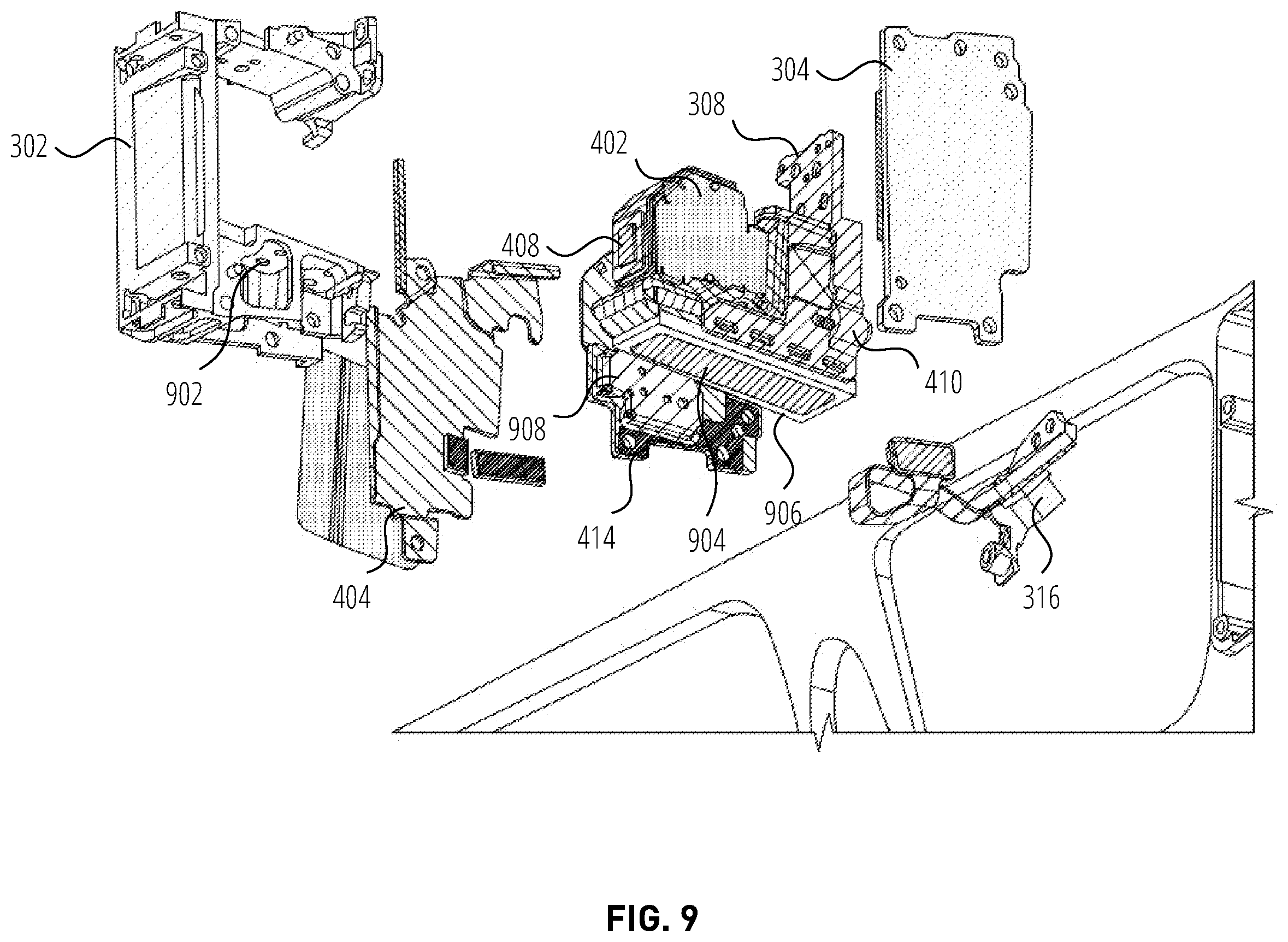 Patent US12174390 Figure 9 – Support arm thermal structure for extended reality glasses